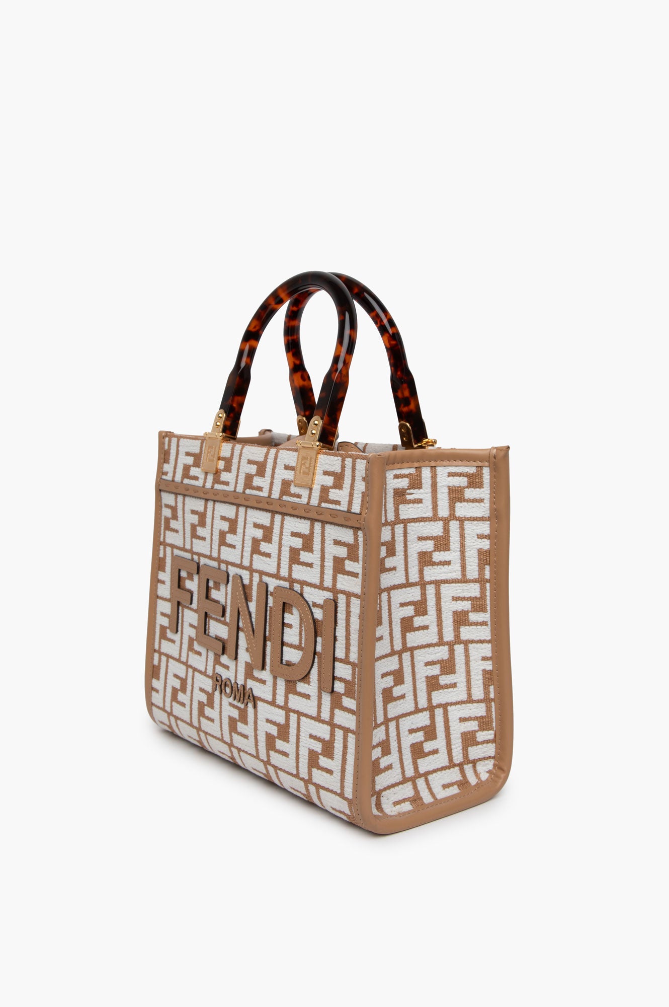 Fendi Beige Zucca FF Small Sunshine Tote Bag With Strap