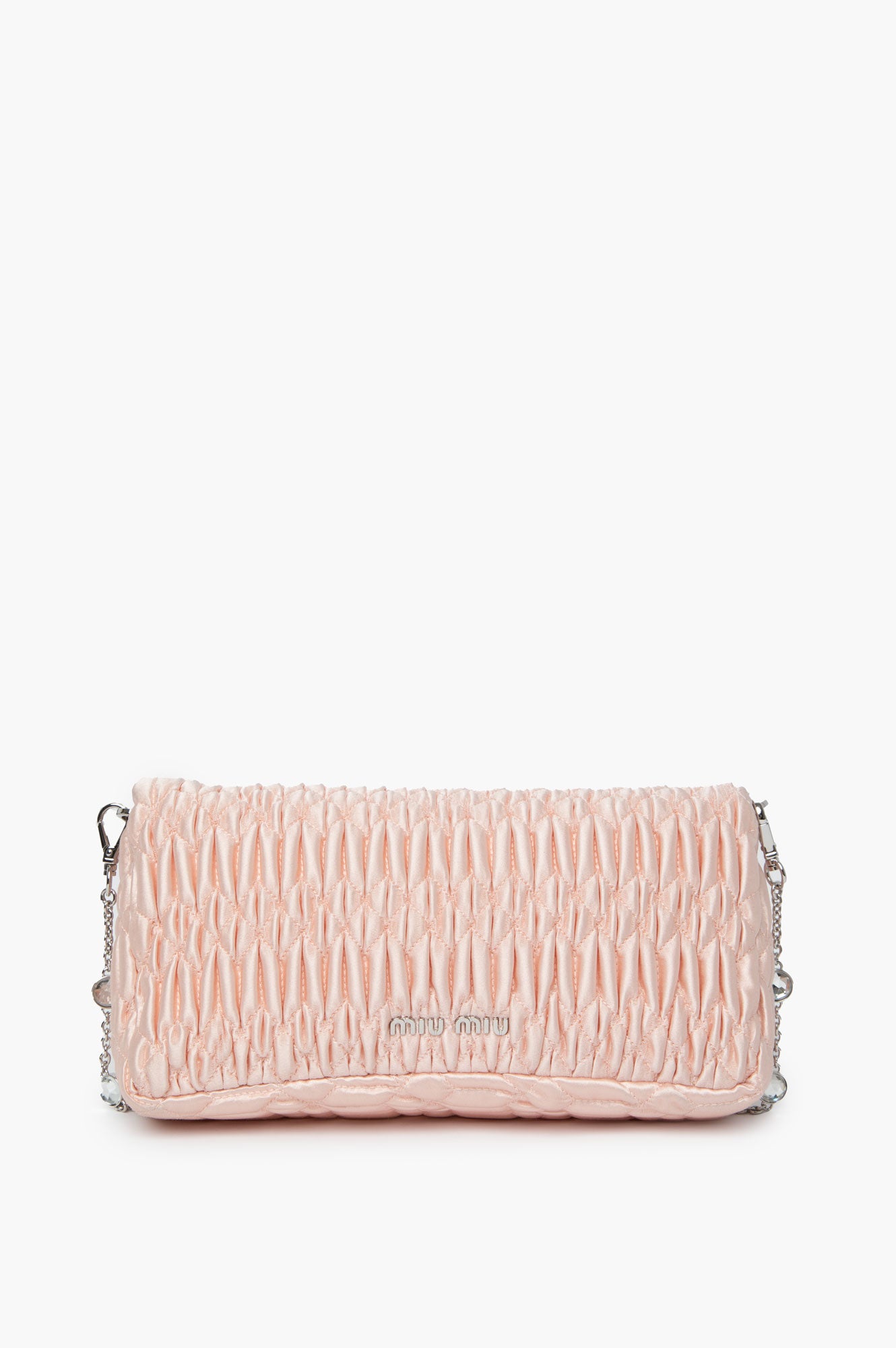 Miu Miu Pink Embellished Nappa Matelasse Crossbody Bag