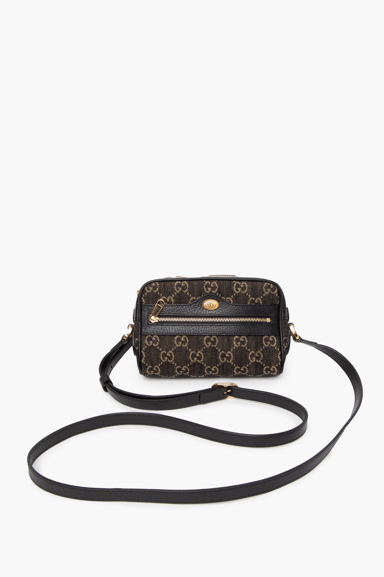 Gucci Denim Navy Blue GG Canvas Messenger Crossbody Bag