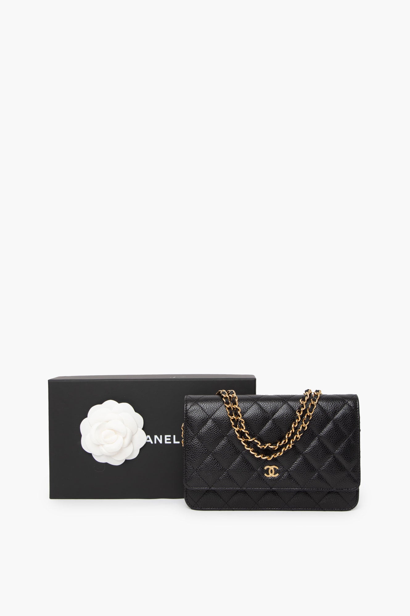 Chanel Black Caviar Leather Wallet On Chain Bag