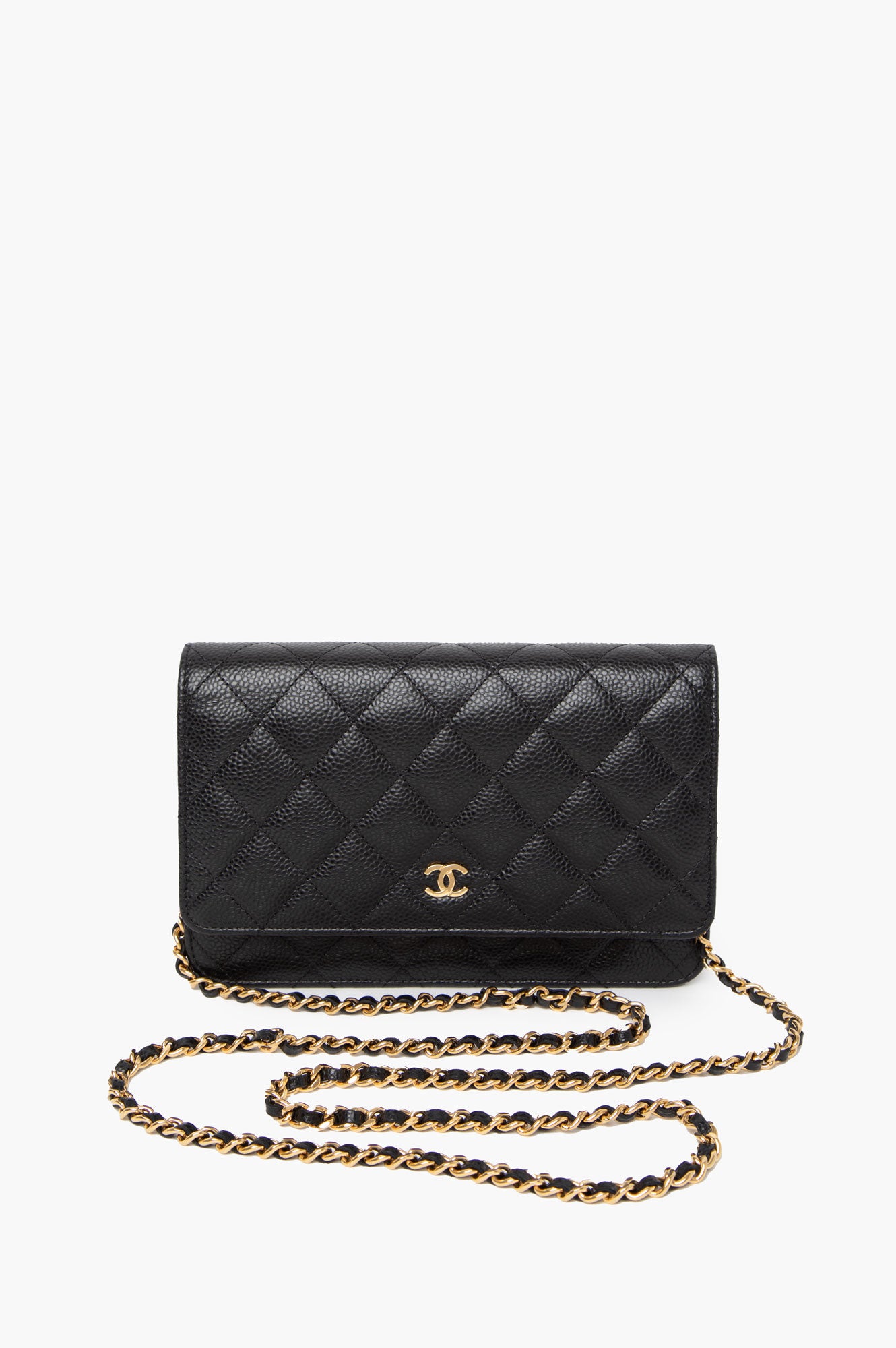 Chanel Black Caviar Leather Wallet On Chain Bag