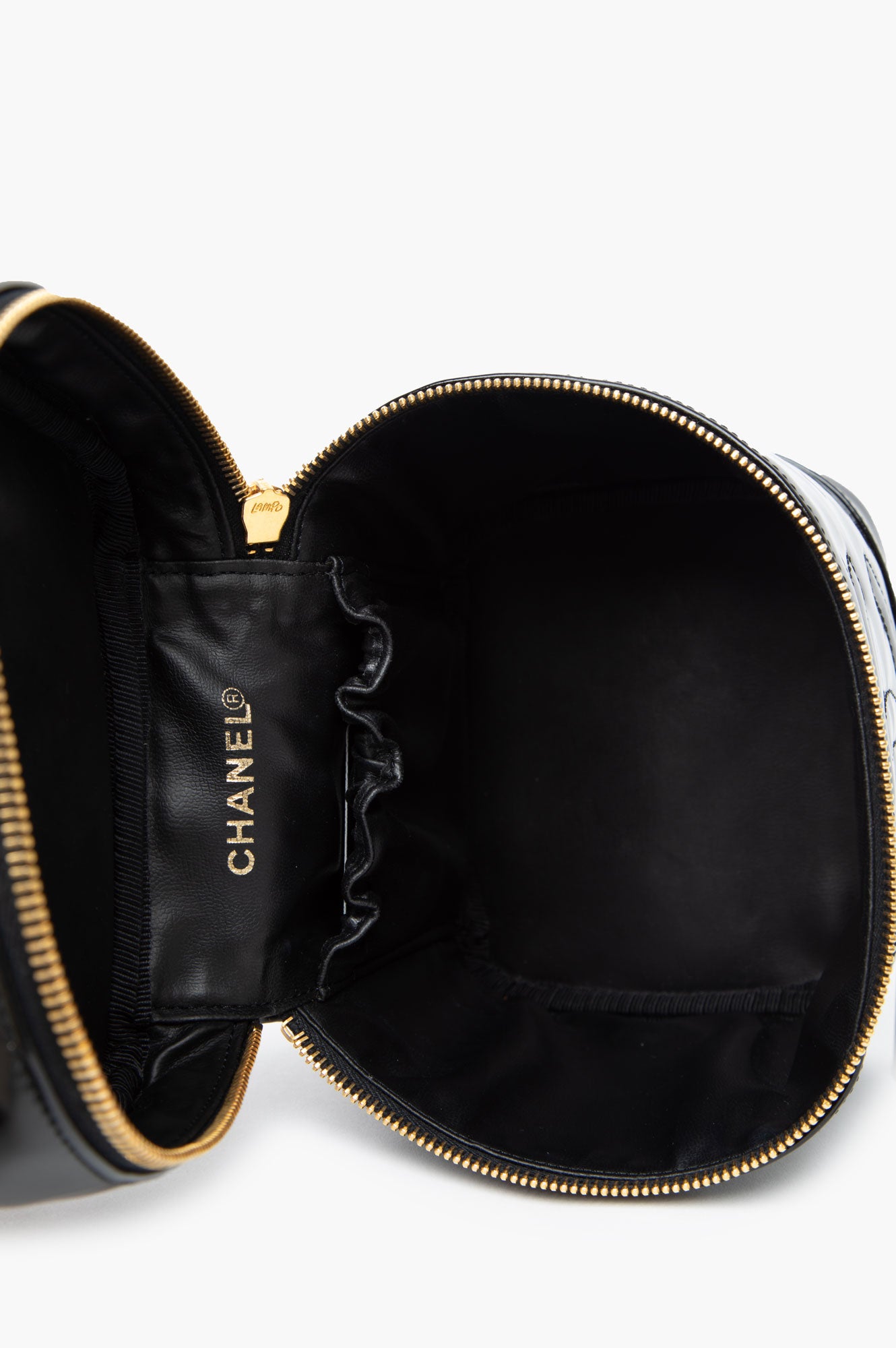 Chanel Black Patent Vanity Bag