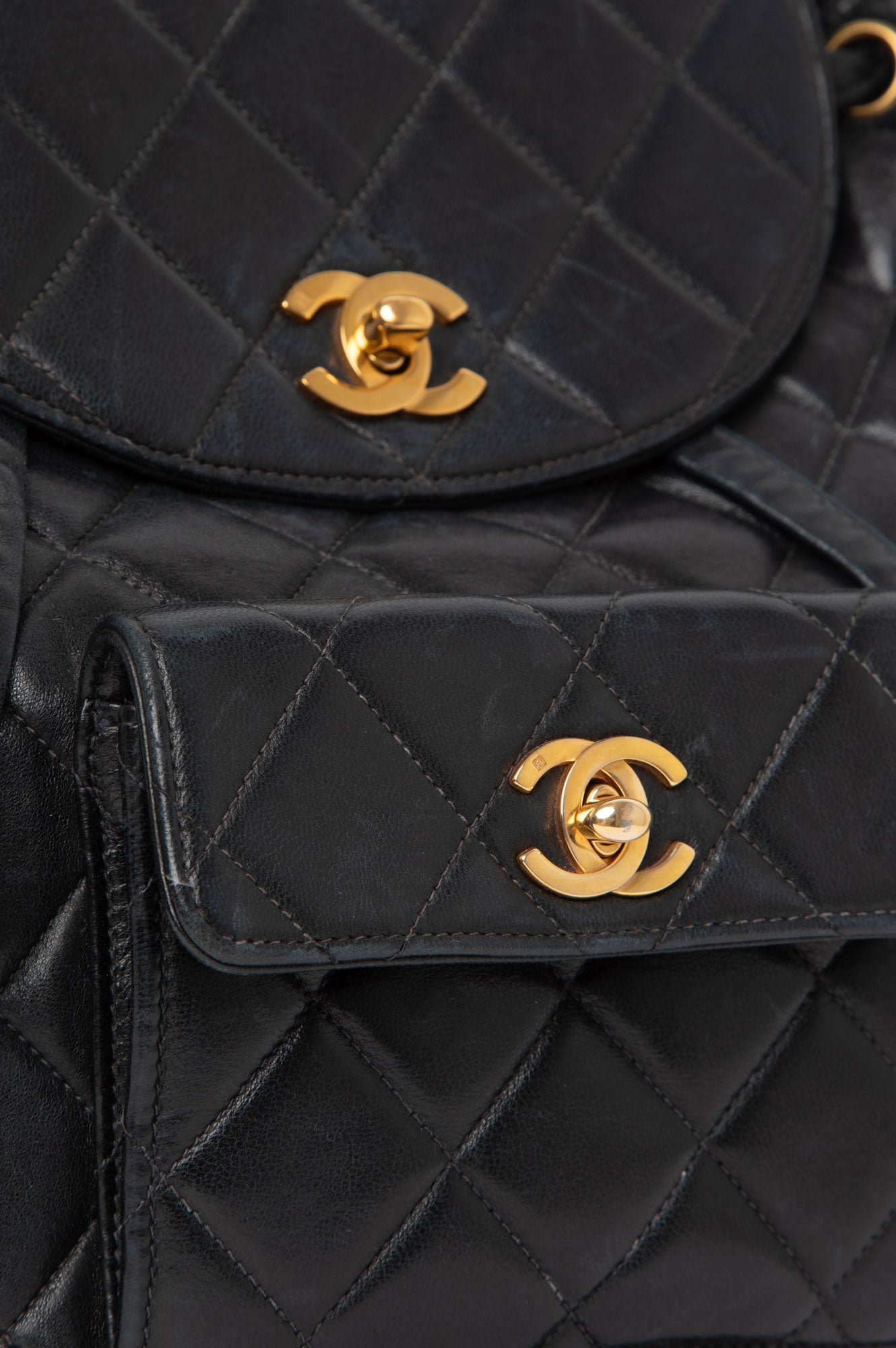 Chanel Black Vintage Duma Leather Backpack