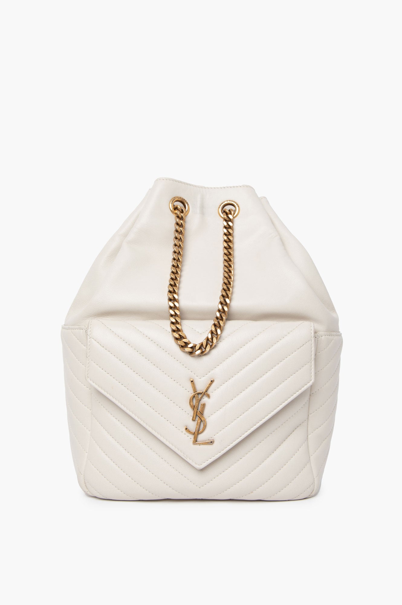Saint Laurent White Leather Joe Backpack