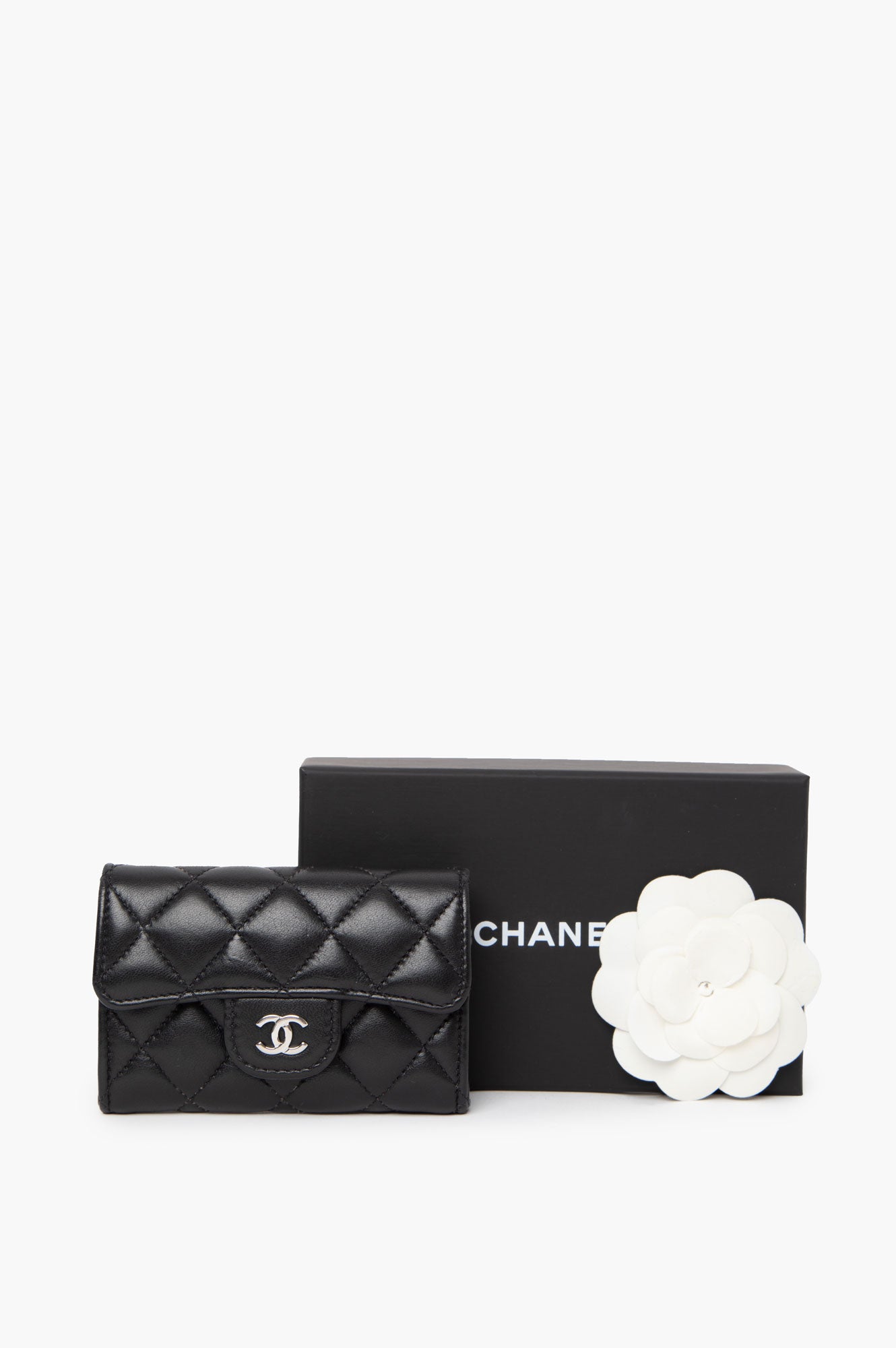 Chanel 2022 Black Flap Quilted Lambskin Wallet