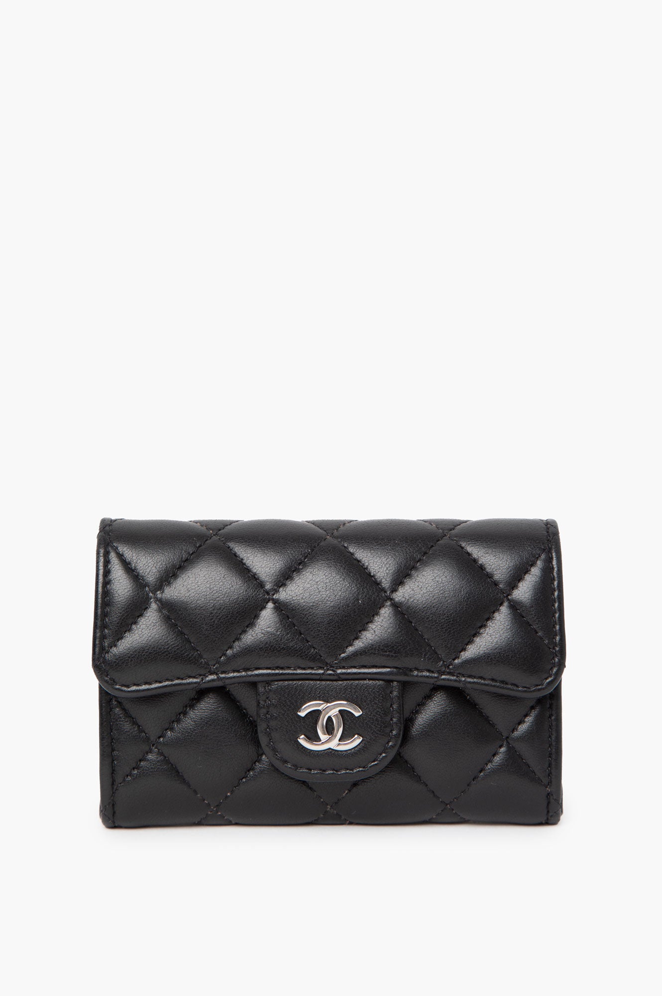 Chanel 2022 Black Flap Quilted Lambskin Wallet