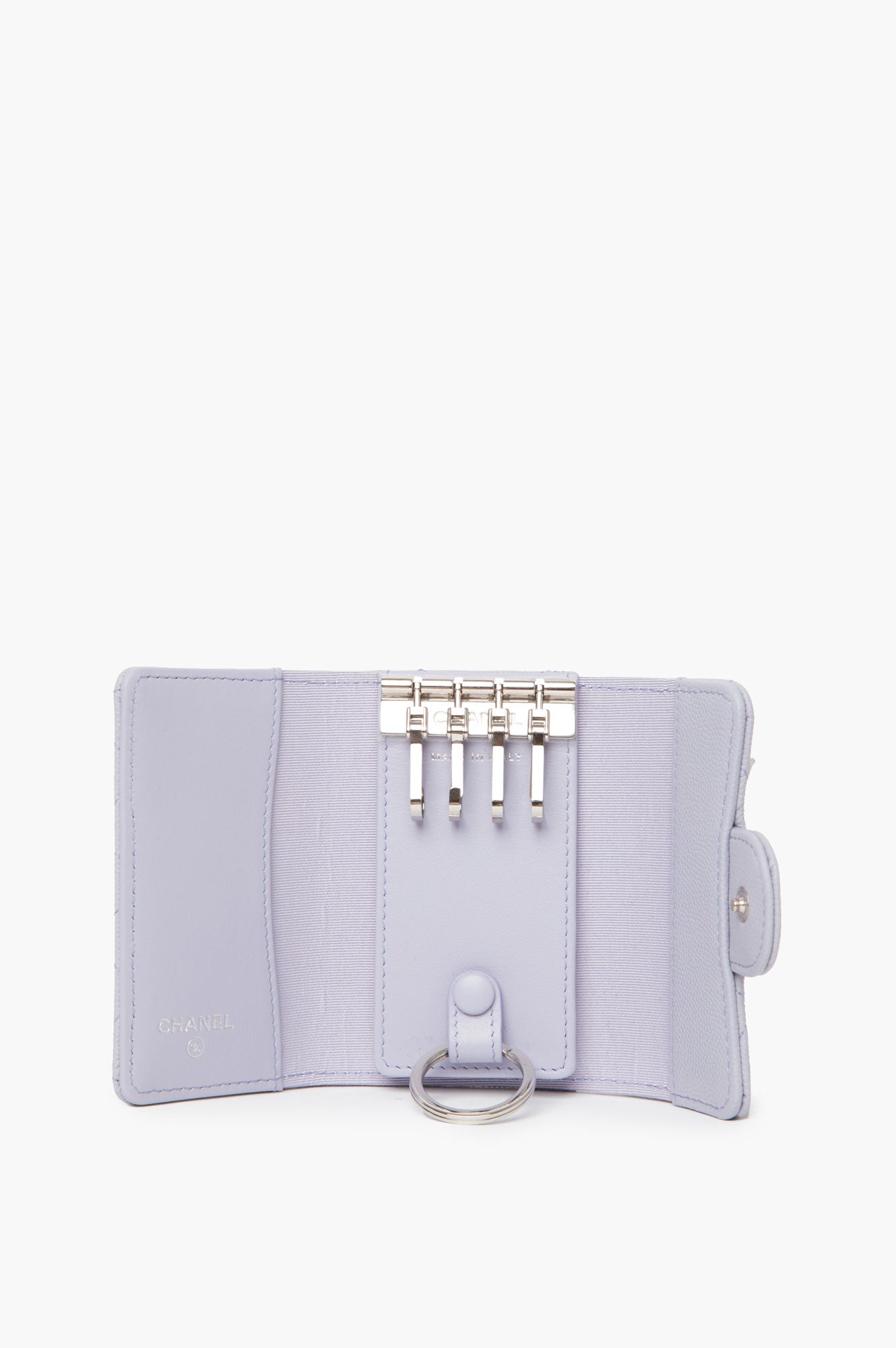 Chanel 2021 Lavender Flap Keychain Wallet
