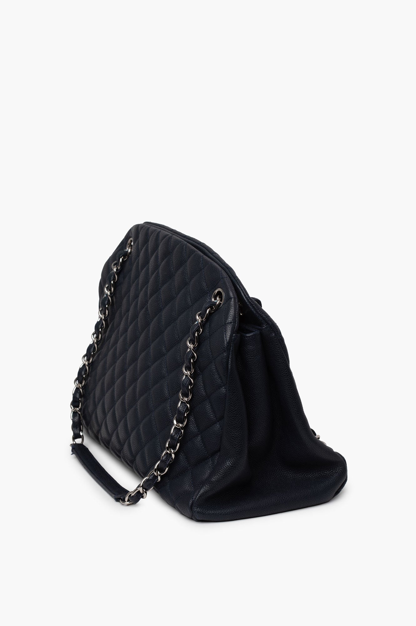 Chanel Blue Leather Mademoiseelle Bowler Bag
