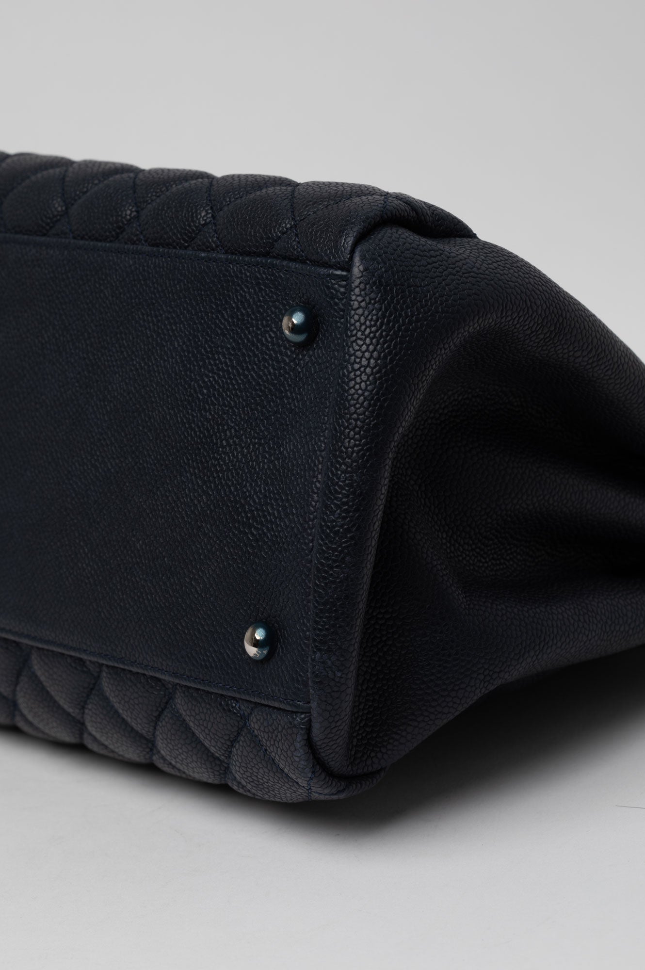 Chanel Blue Leather Mademoiseelle Bowler Bag