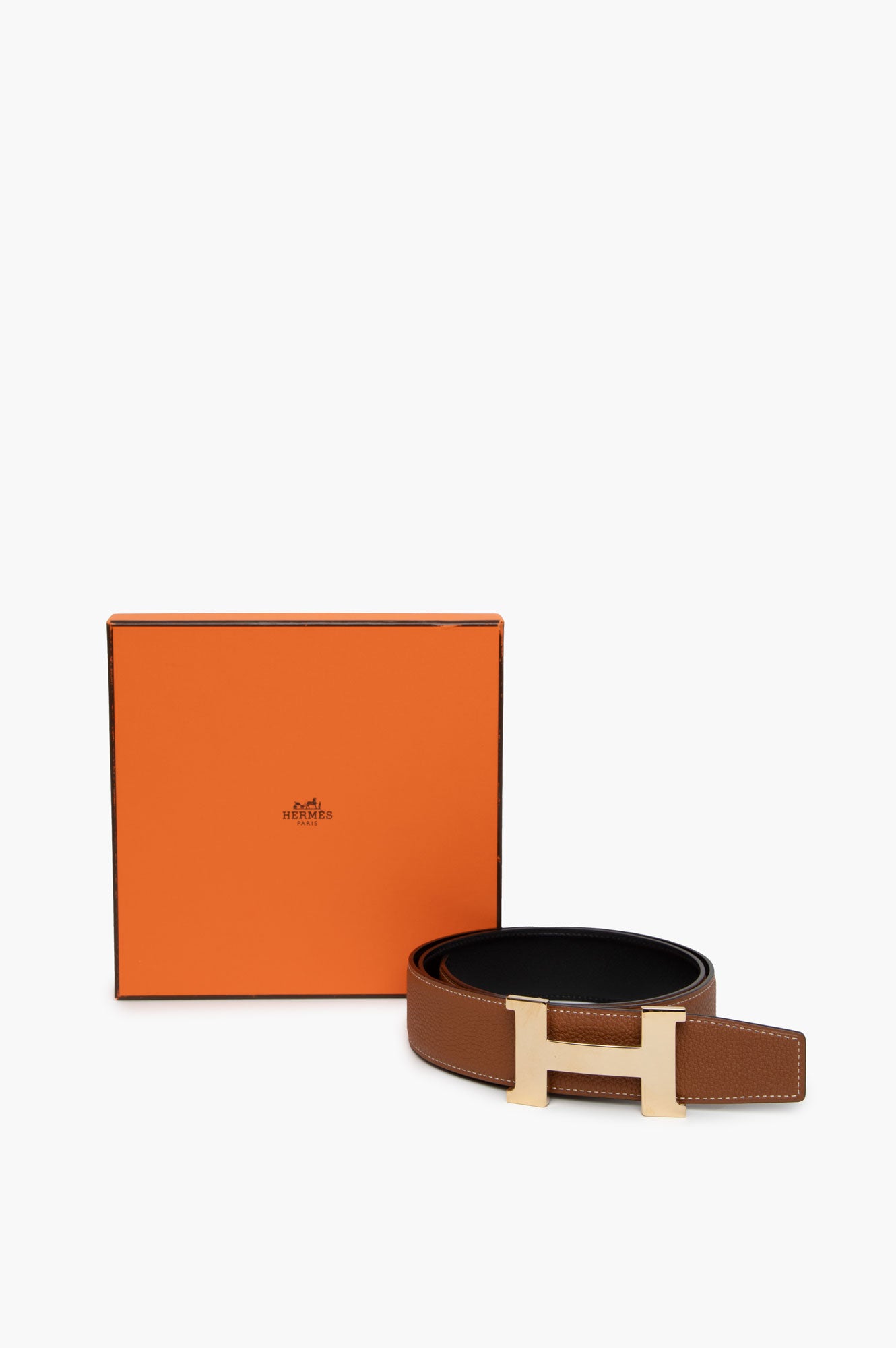 Hermes Champagne H Buckle Reversible 38 mm Belt Size 110