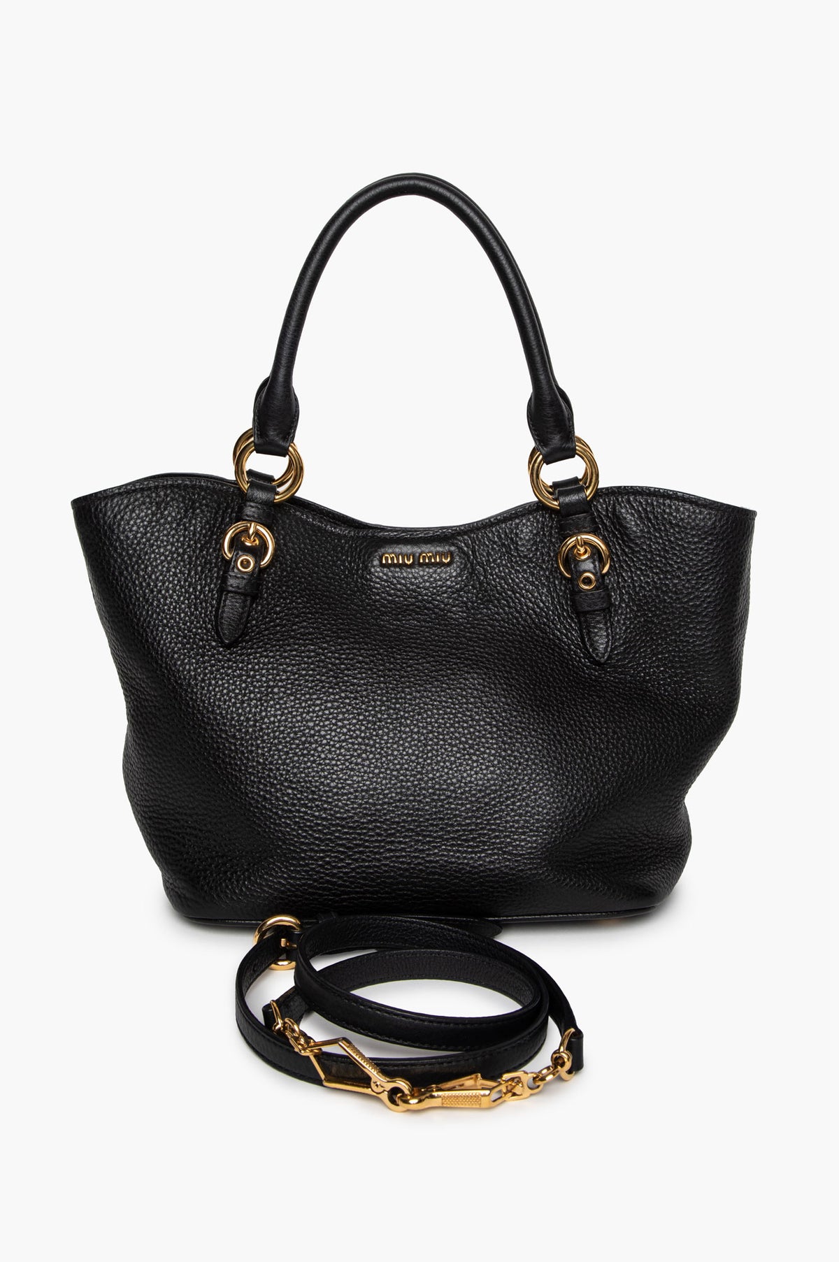 Miu Miu Black Vitello Phenix Tote Bag