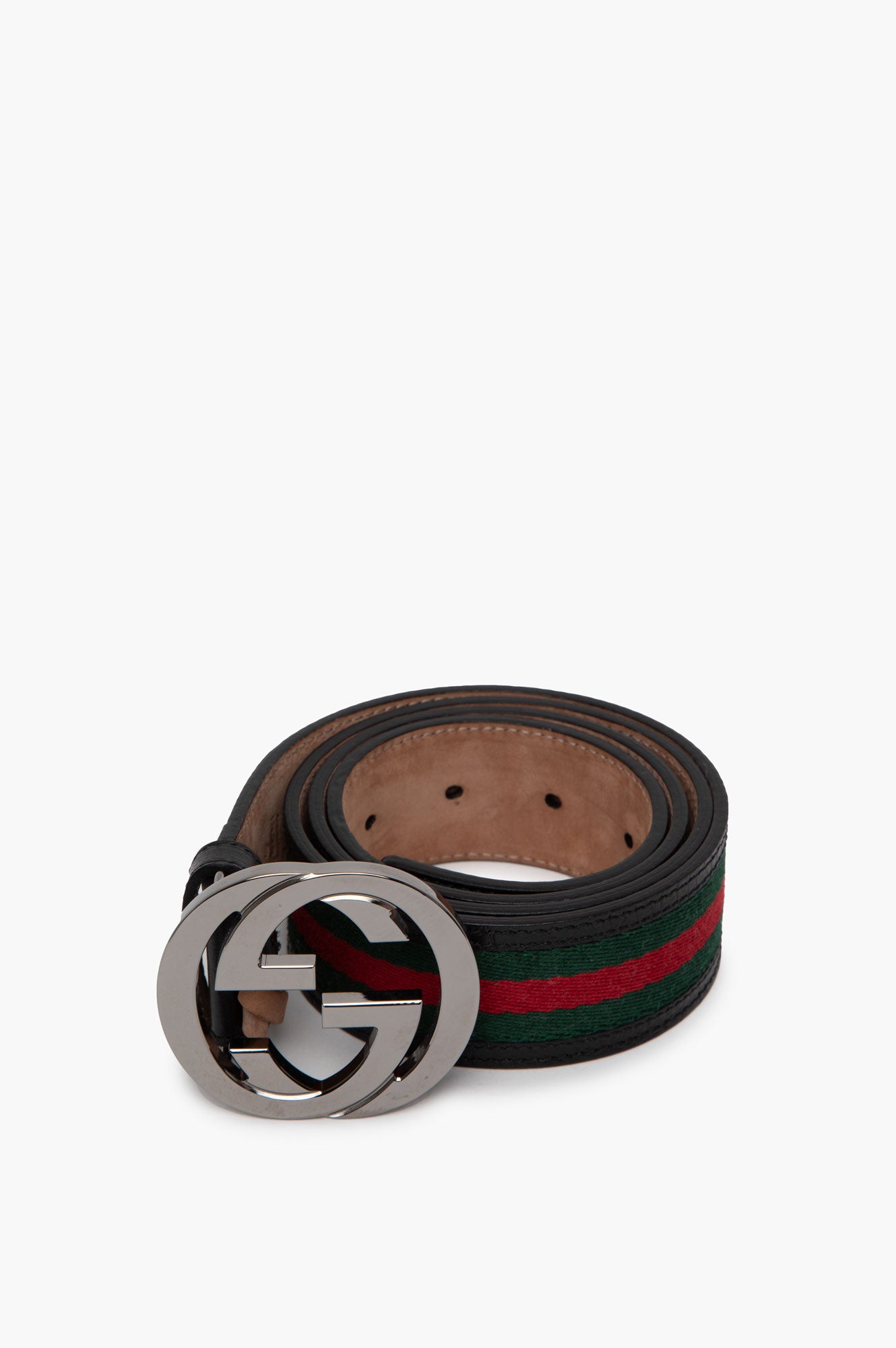 Gucci Red And Green Canvas Leather GG Belt Size 95