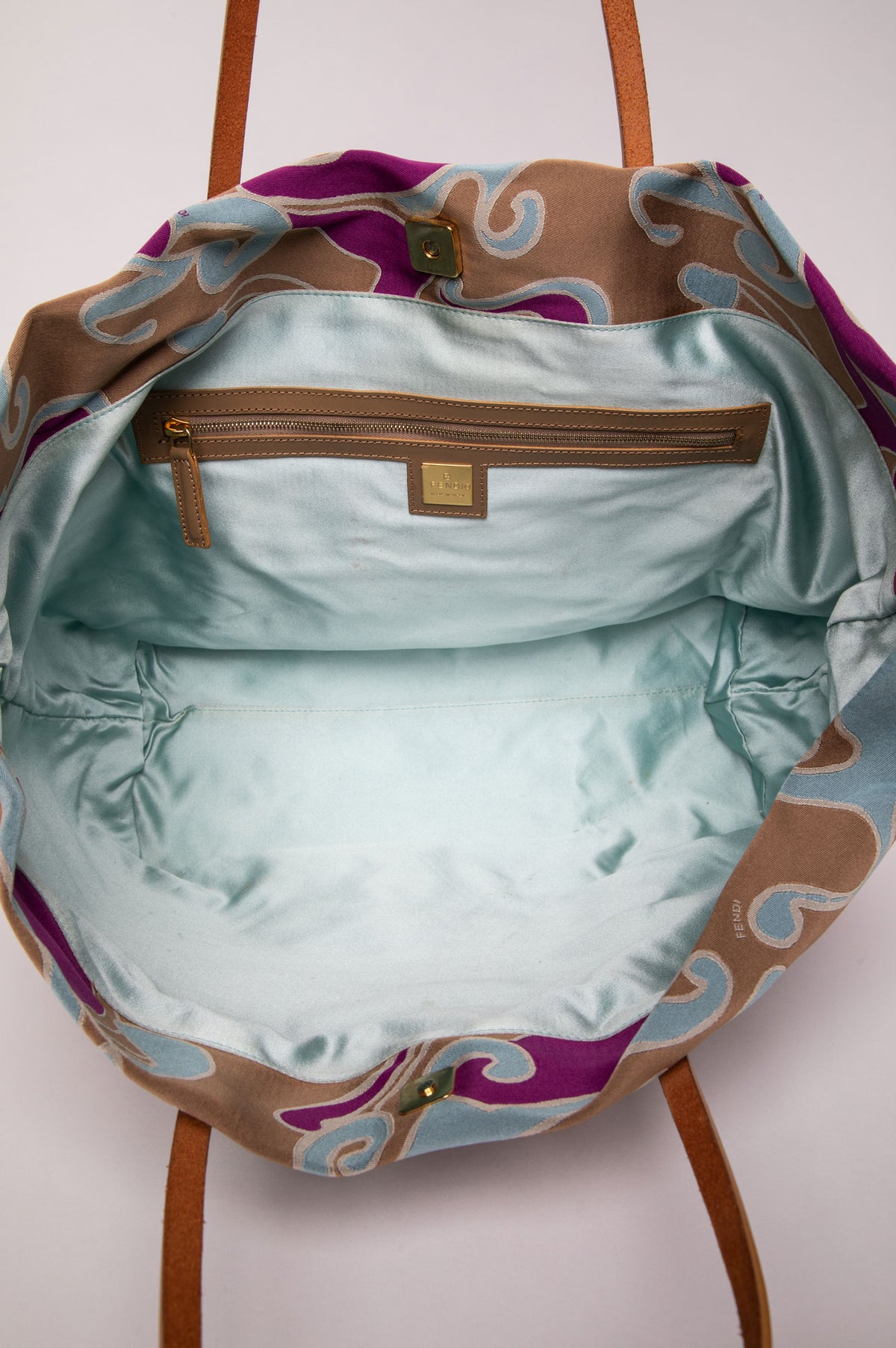 Fendi Multicolor Psychadelic Swirl Satin Tote Bag