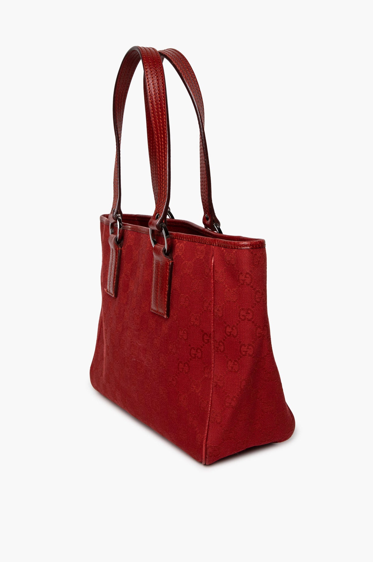 Gucci Red GG Monogram Canvas Shoulder Tote