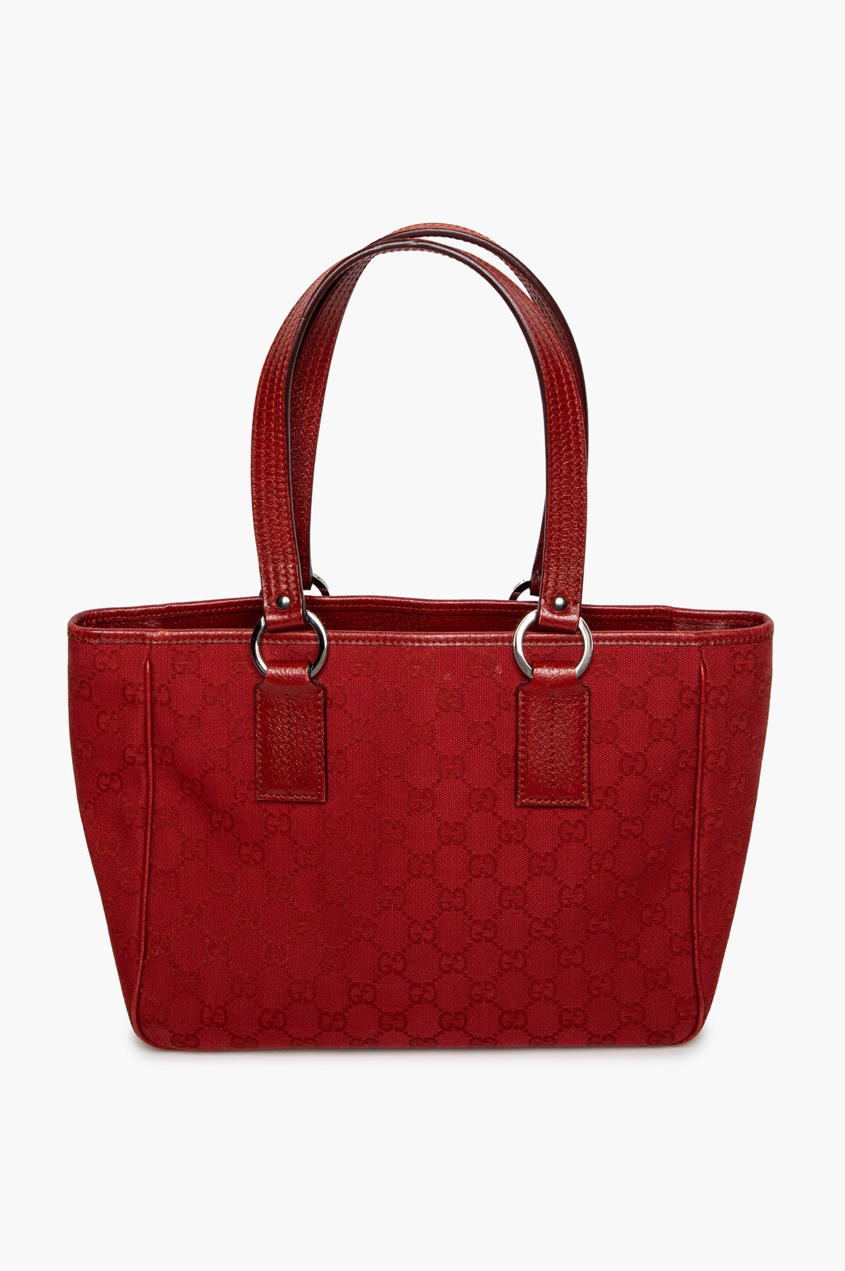 Gucci Red GG Monogram Canvas Shoulder Tote