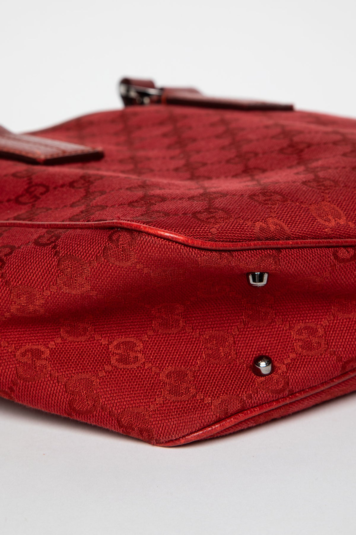 Gucci Red GG Monogram Canvas Shoulder Tote