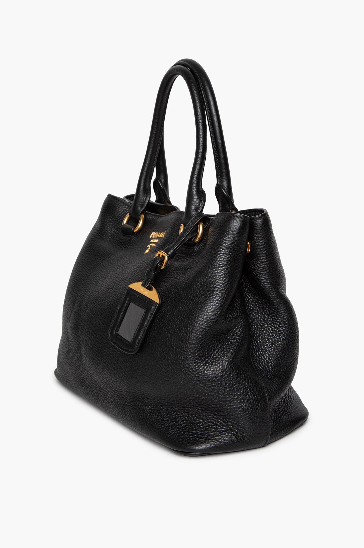 Prada Black Vitello Phenix Tote W/ Strap