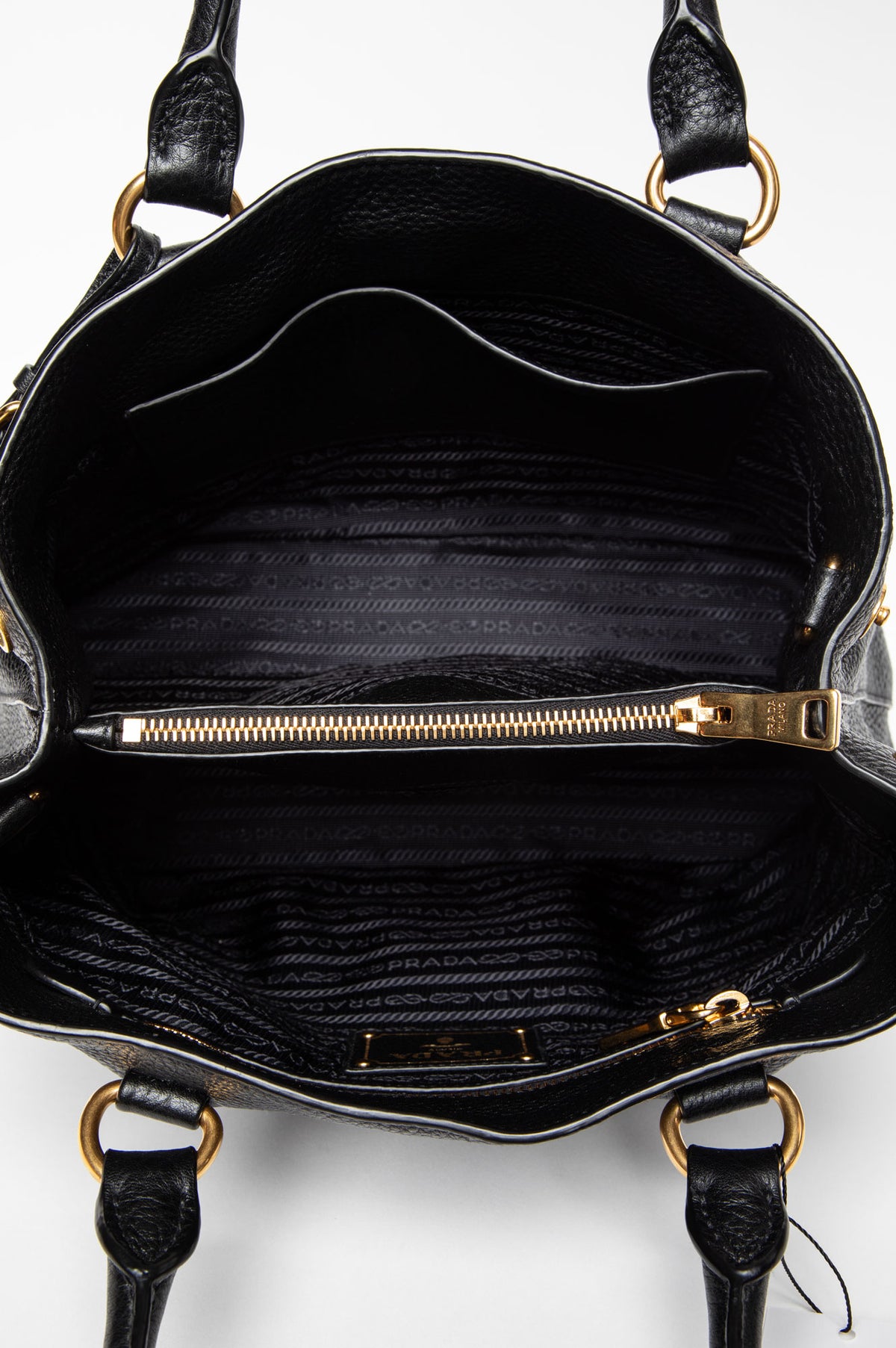 Prada Black Vitello Phenix Tote W/ Strap