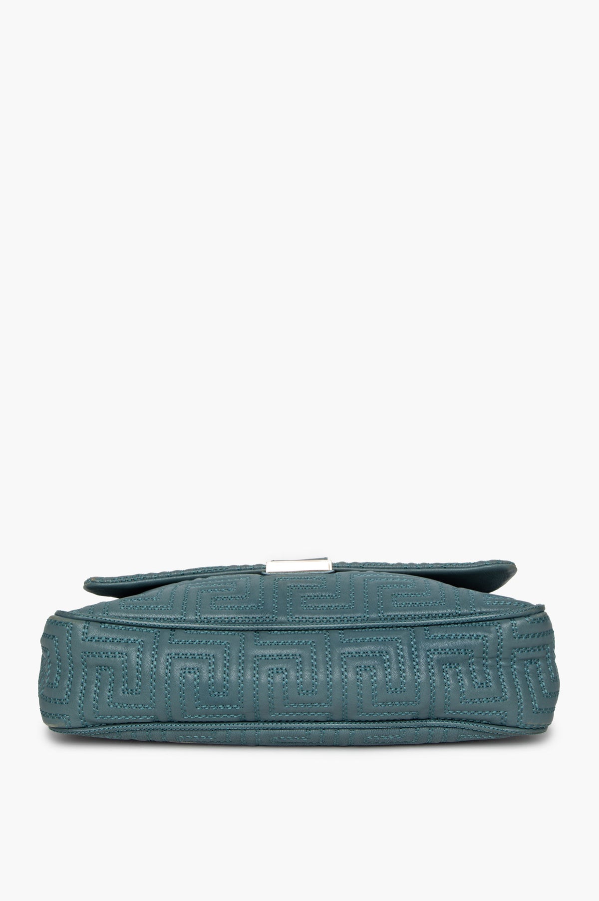 Gianni Versace Teal Greca Quilted Shoulder Bag