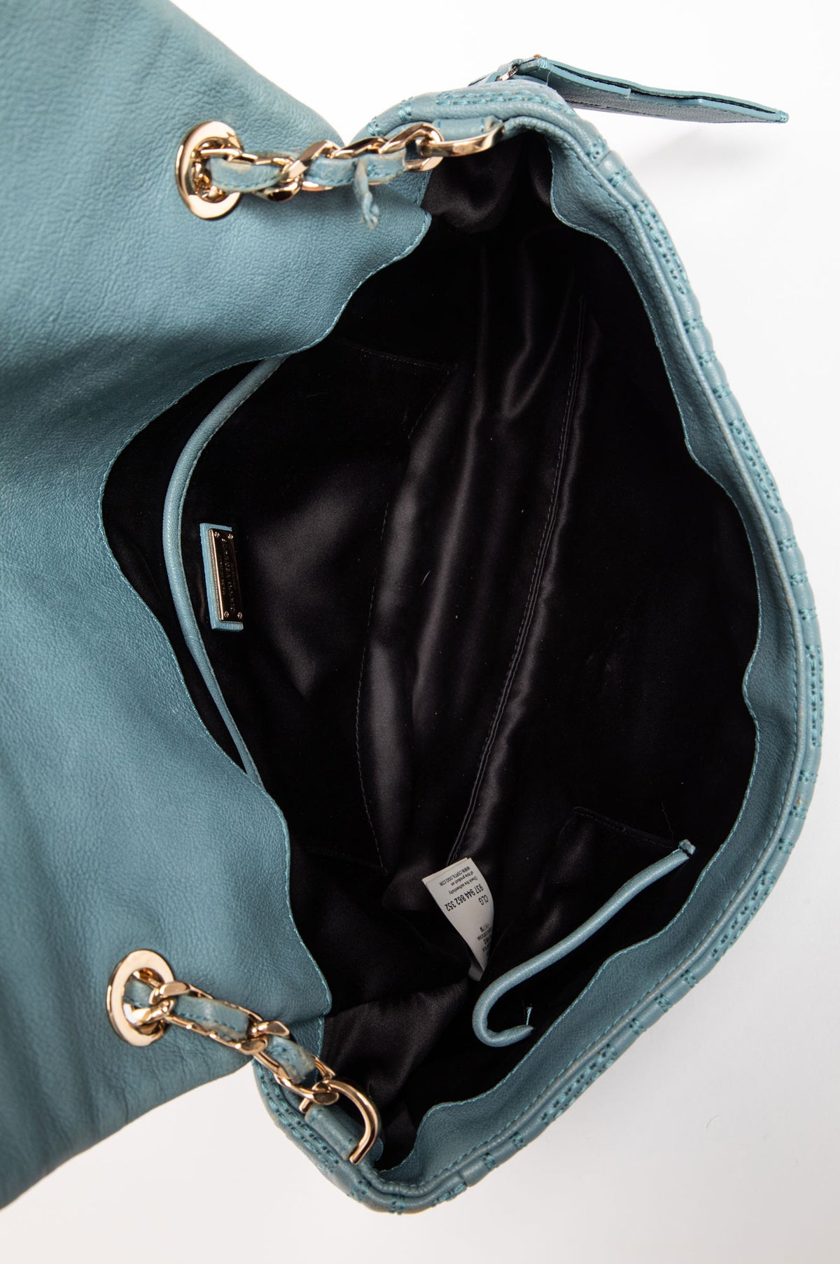 Gianni Versace Teal Greca Quilted Shoulder Bag