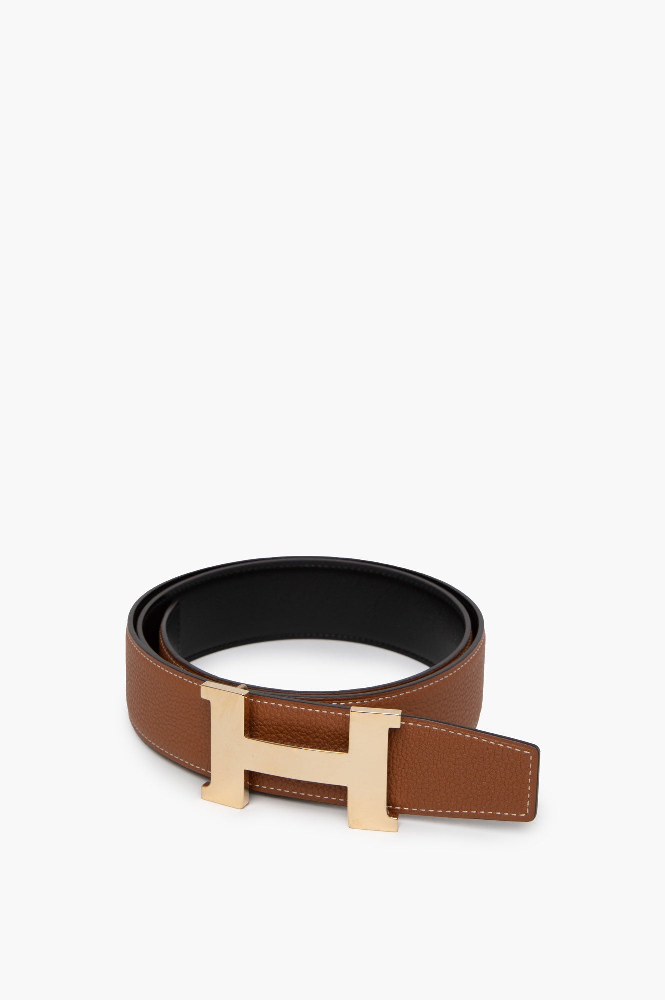 Hermes Champagne H Buckle Reversible 38 mm Belt Size 110