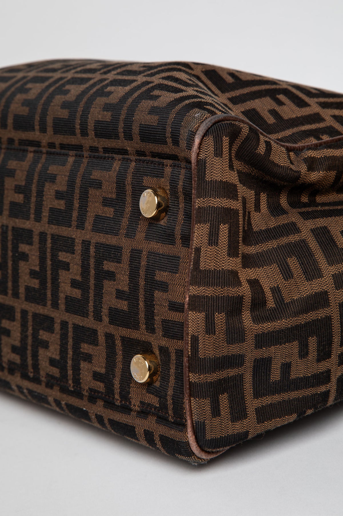 Fendi Tobacco Zucca Canvas Large Double Zip Tote Bag