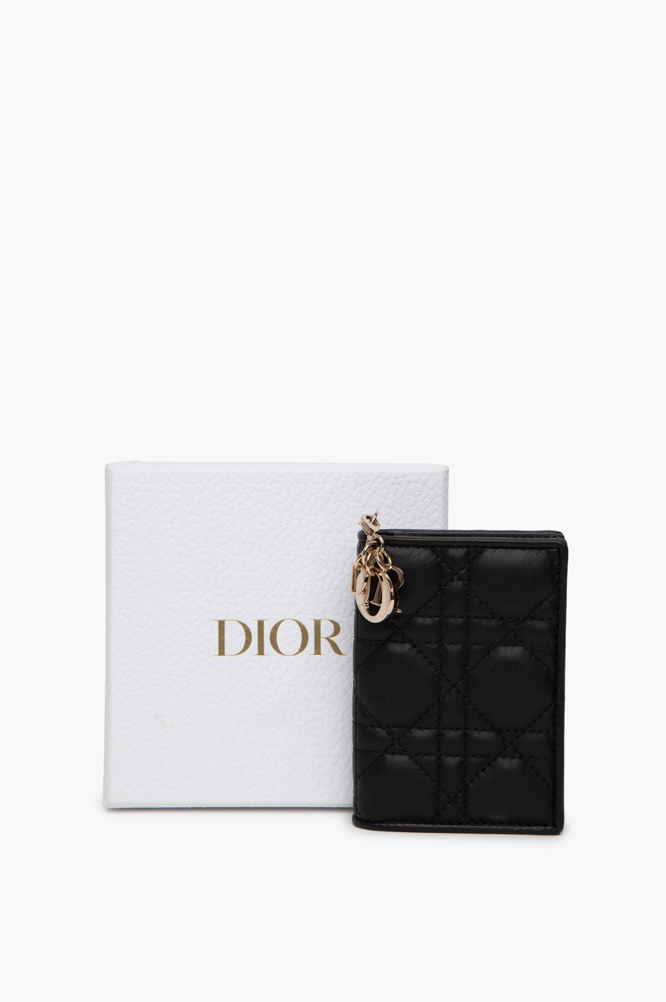 Christian Dior Black Mini Lady Dior Gardenia Wallet