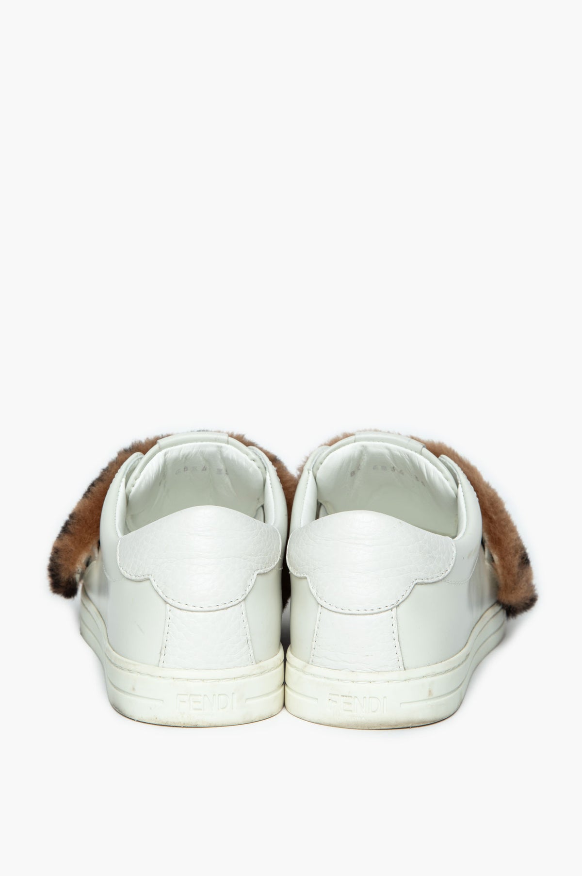 Fendi White Leather Shearling FF Slip-On Sneakers Size 35