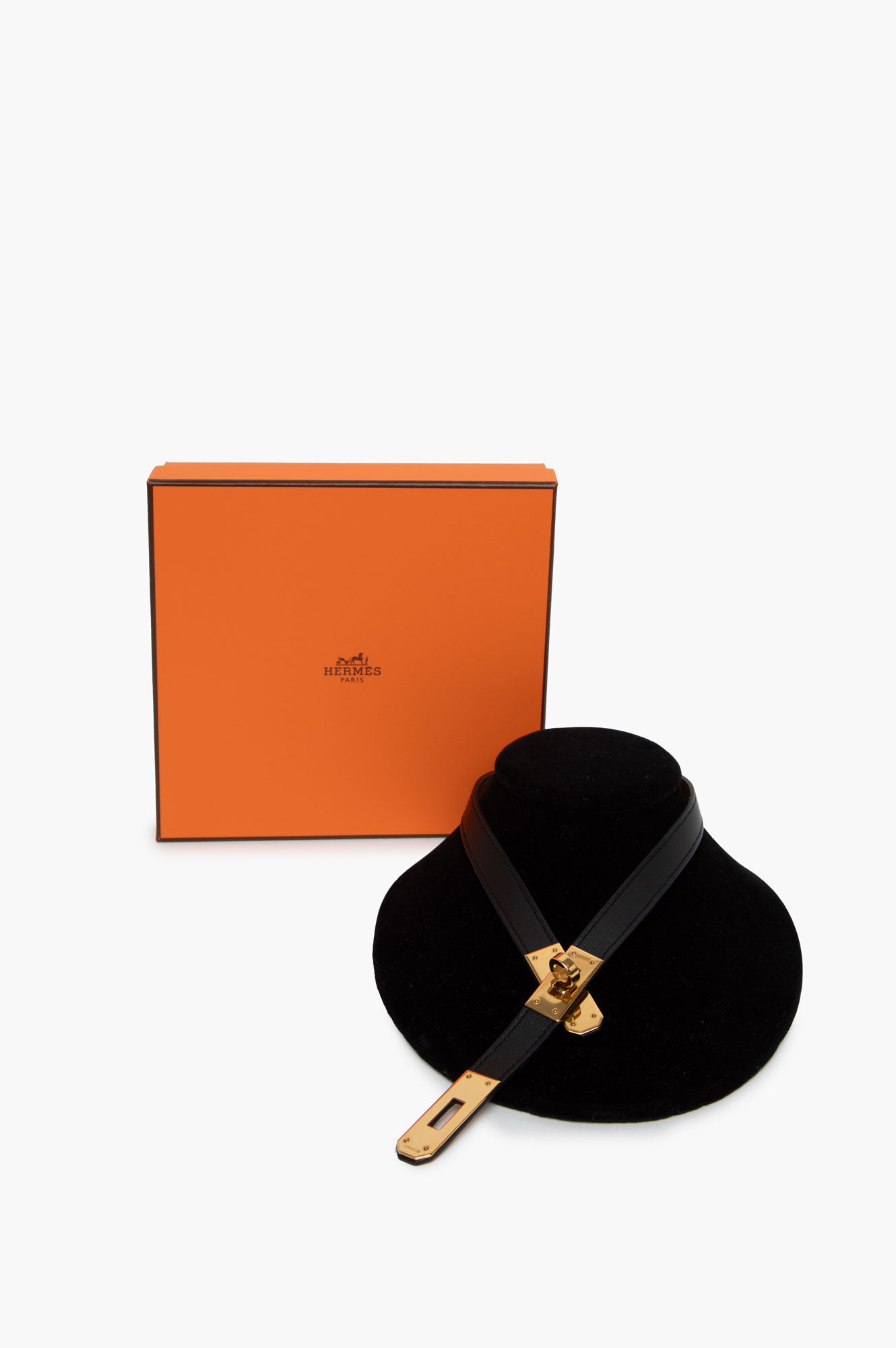 Hermes Black Kelly Leather GHW Necklace