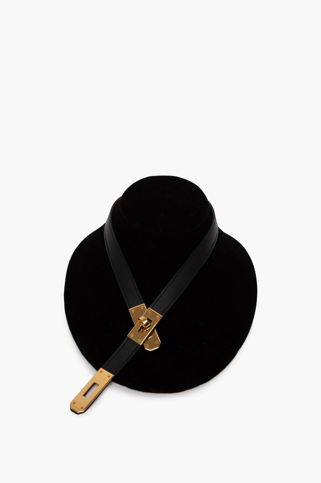 Hermes Black Kelly Leather GHW Necklace
