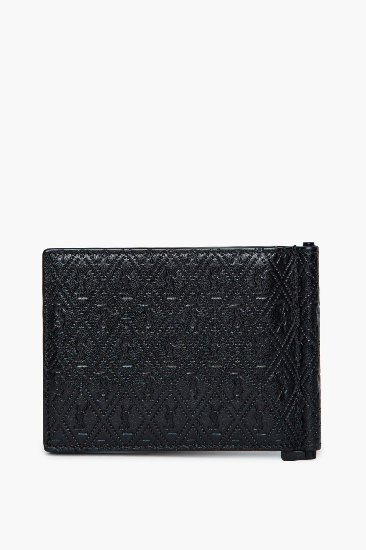 Saint Laurent Black Monogram Embossed Leather Bill Clip Wallet