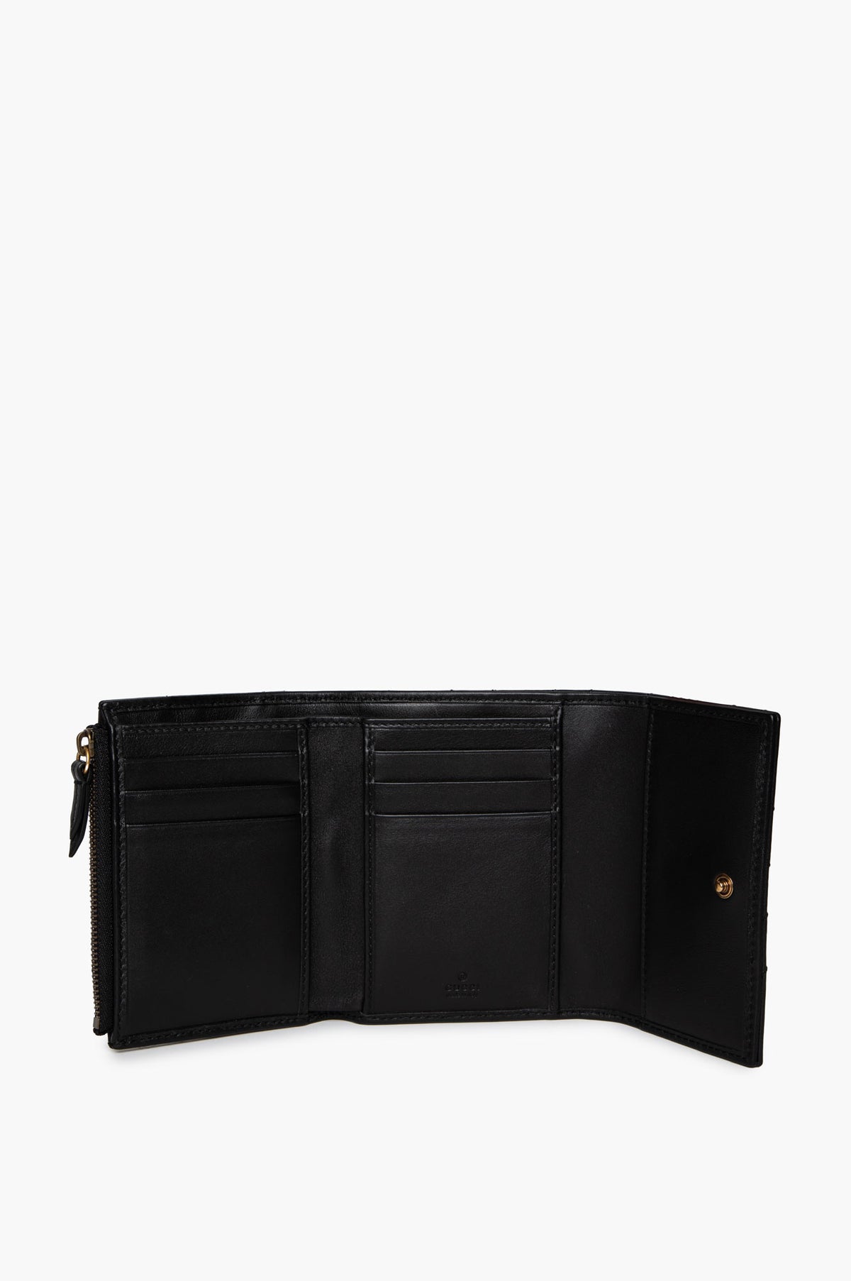 Gucci Black Chevron Matelassé GG Marmont Wallet