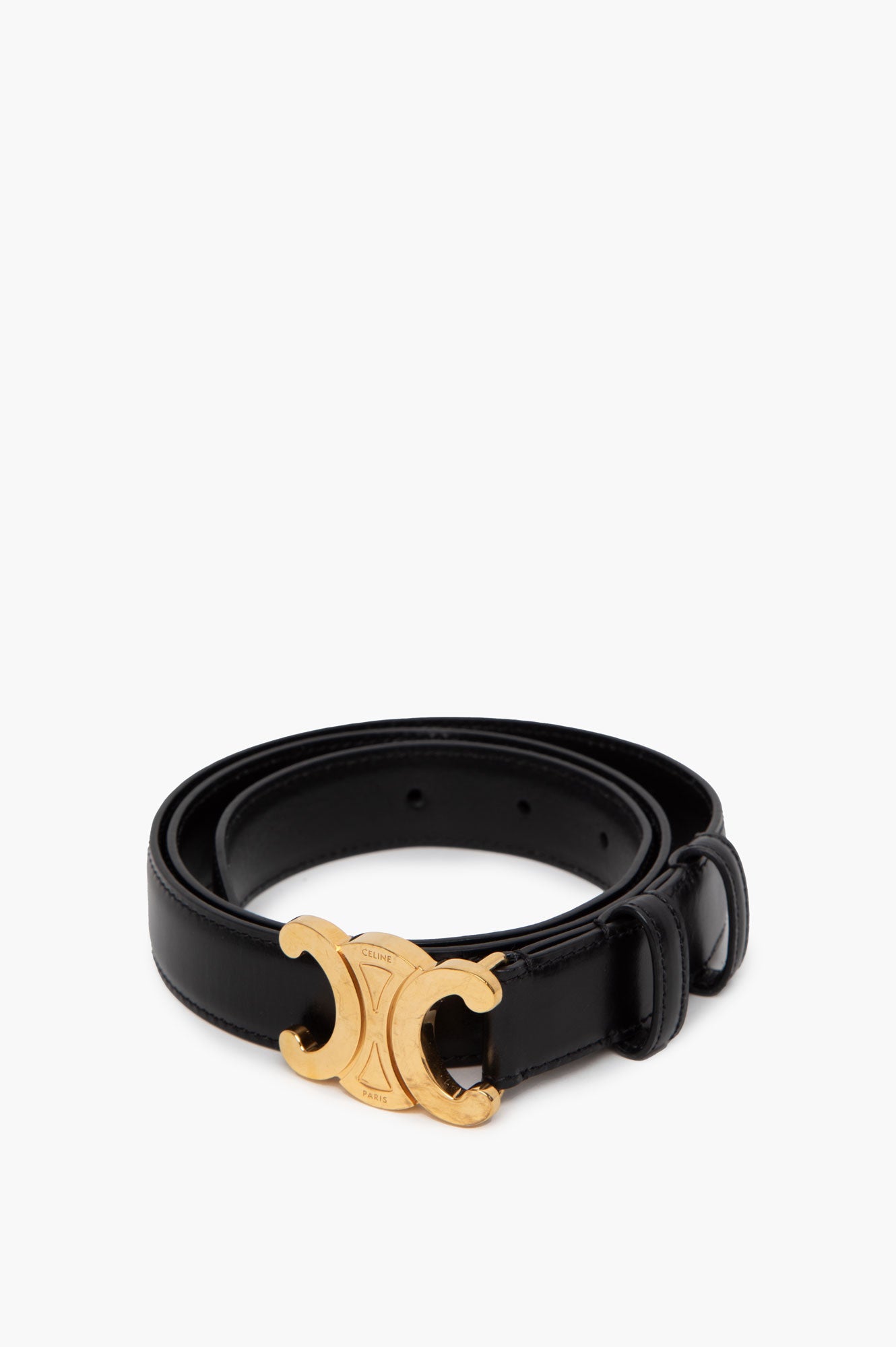 Celine Black 25MM Triomphe Belt Size 80