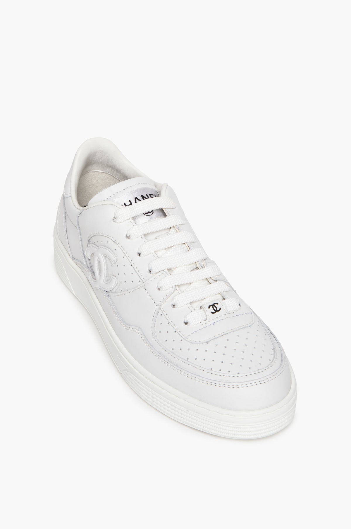 Chanel 23A White Leather CC Logo Sneakers Size 36