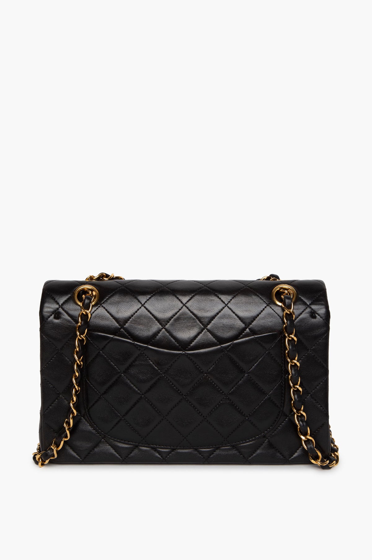 Chanel 90s VTG Black Lambskin 24k Gold Plated Medium Classic Flap