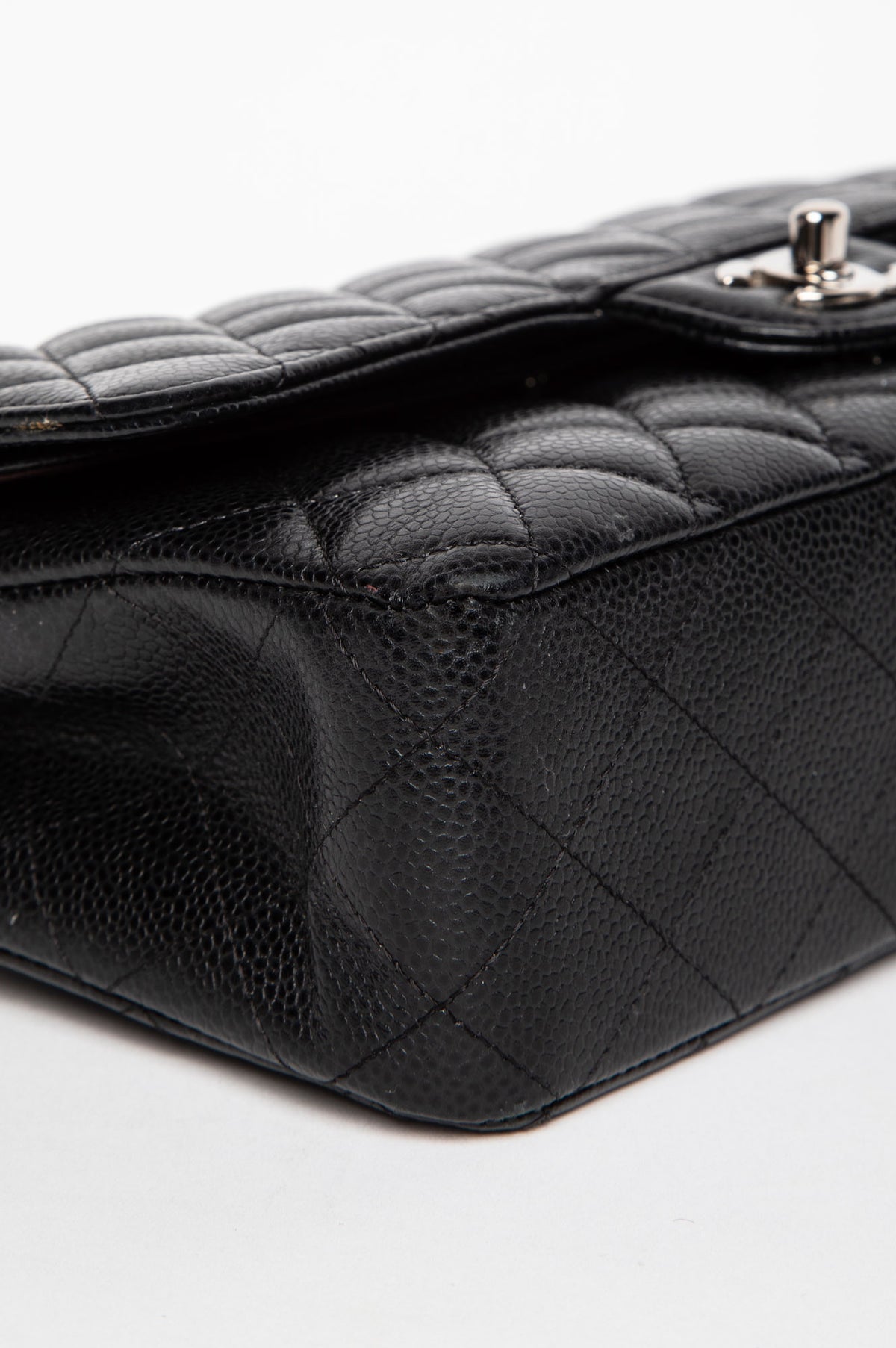 Chanel Black Caviar Silver Hardware Medium Classic Flap Bag