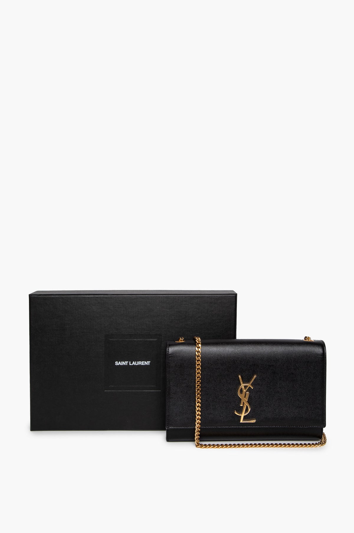 Saint Laurent Black Grain de Poudre Medium Kate Bag