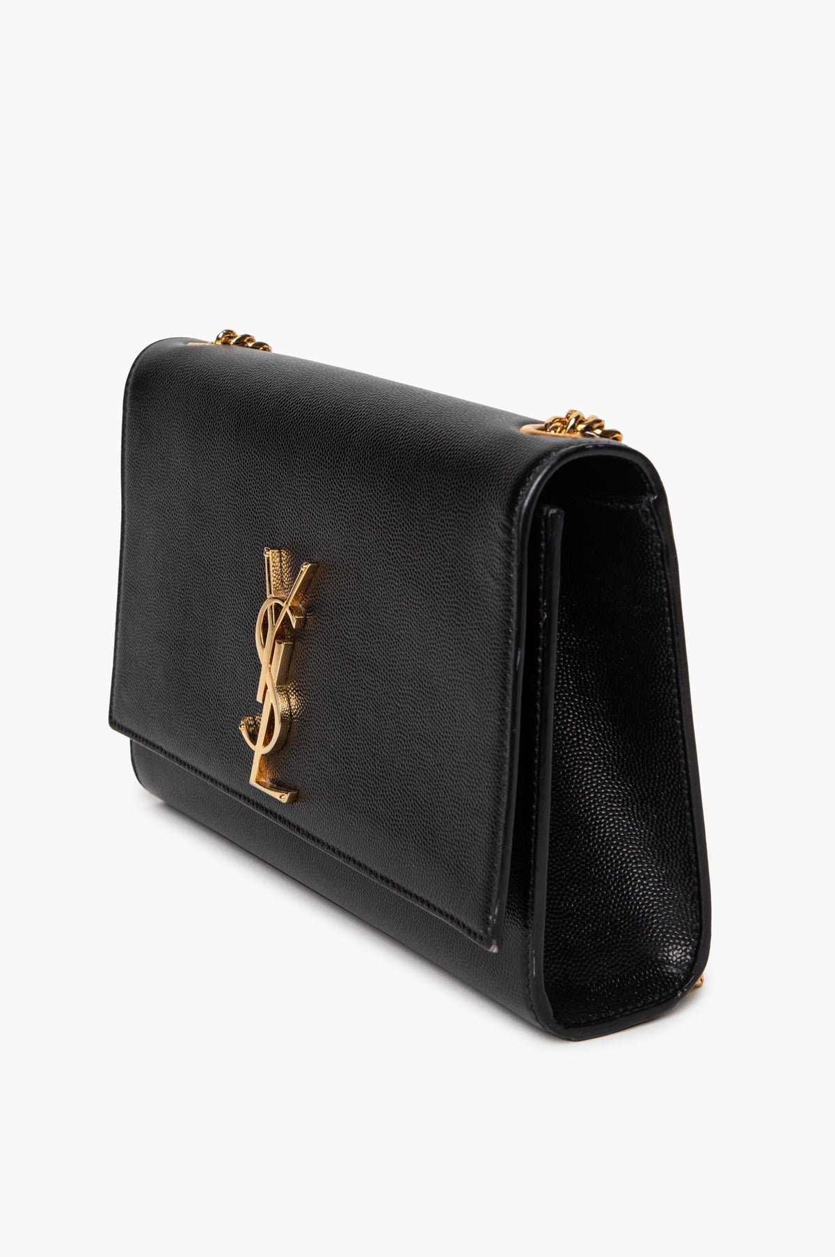 Saint Laurent Black Grain de Poudre Medium Kate Bag