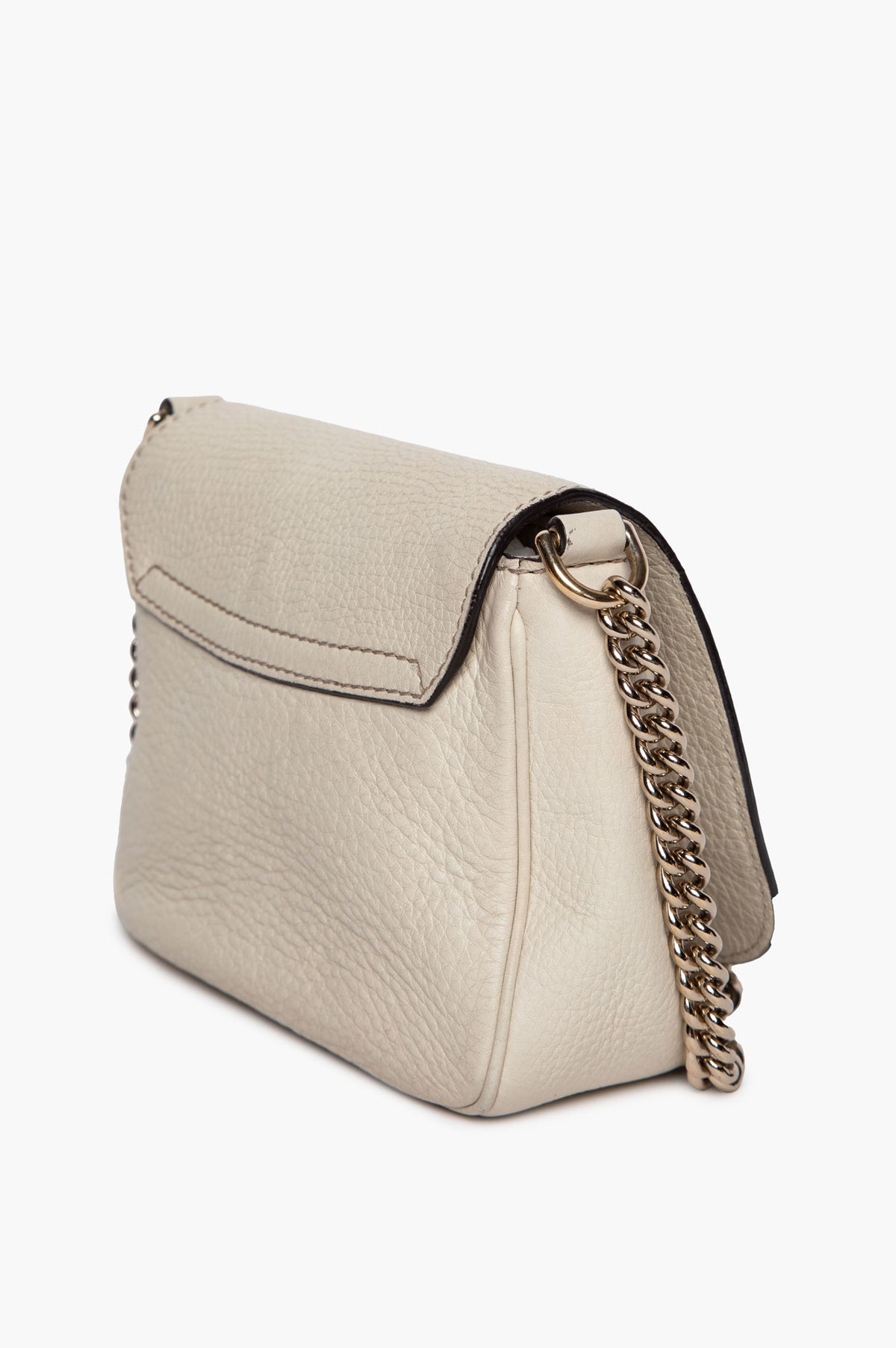 Gucci White Pebbled Leather Small Soho Chain Crossbody Bag
