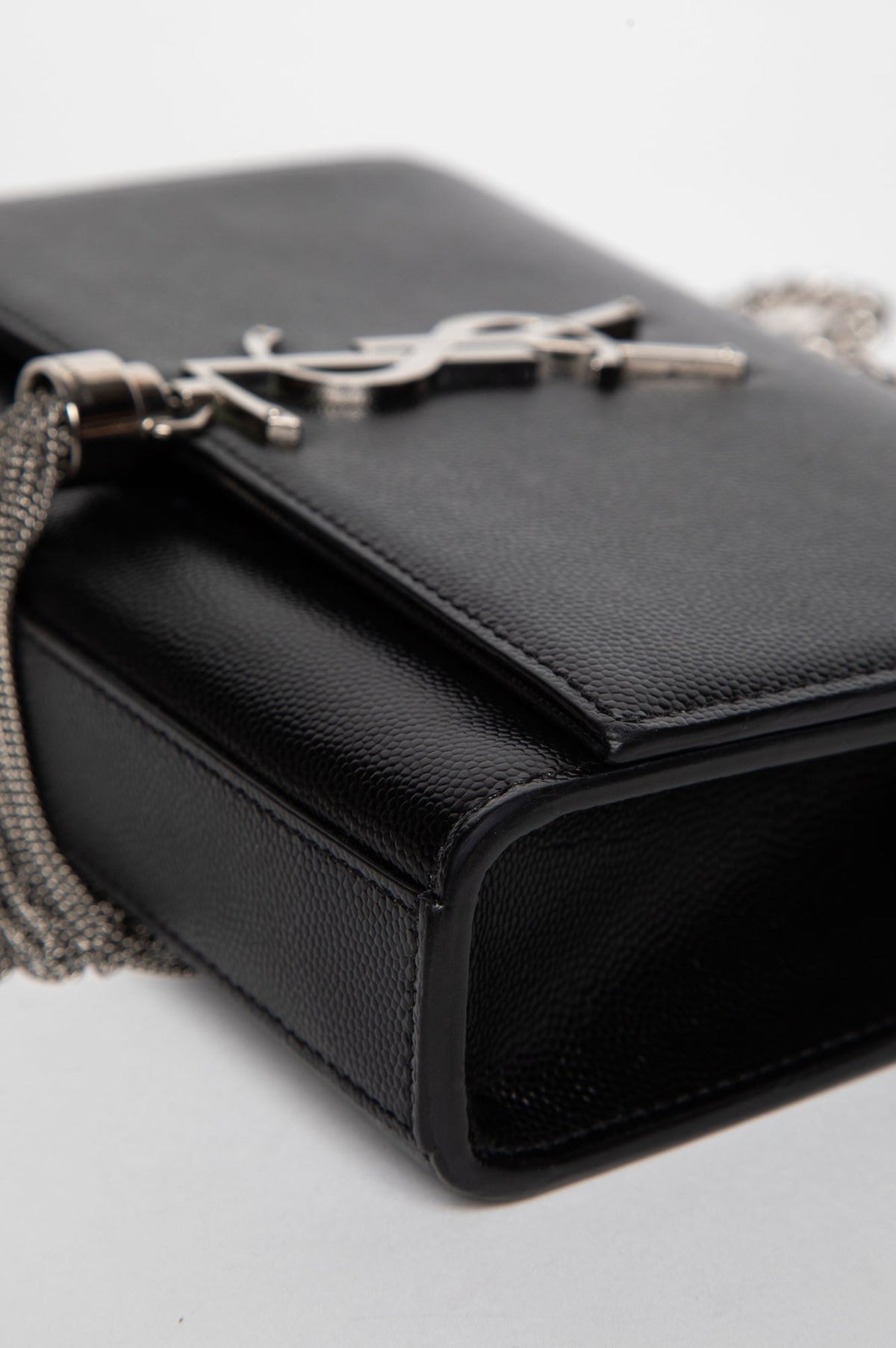Saint Laurent Black Grain de Poudre Kate Tassel Bag