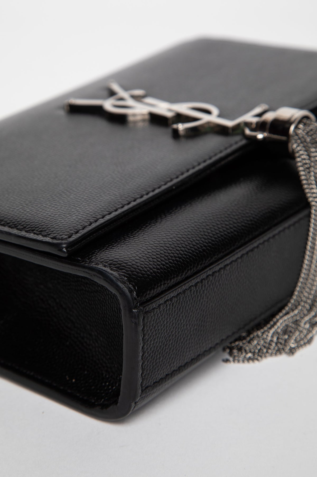 Saint Laurent Black Grain de Poudre Kate Tassel Bag