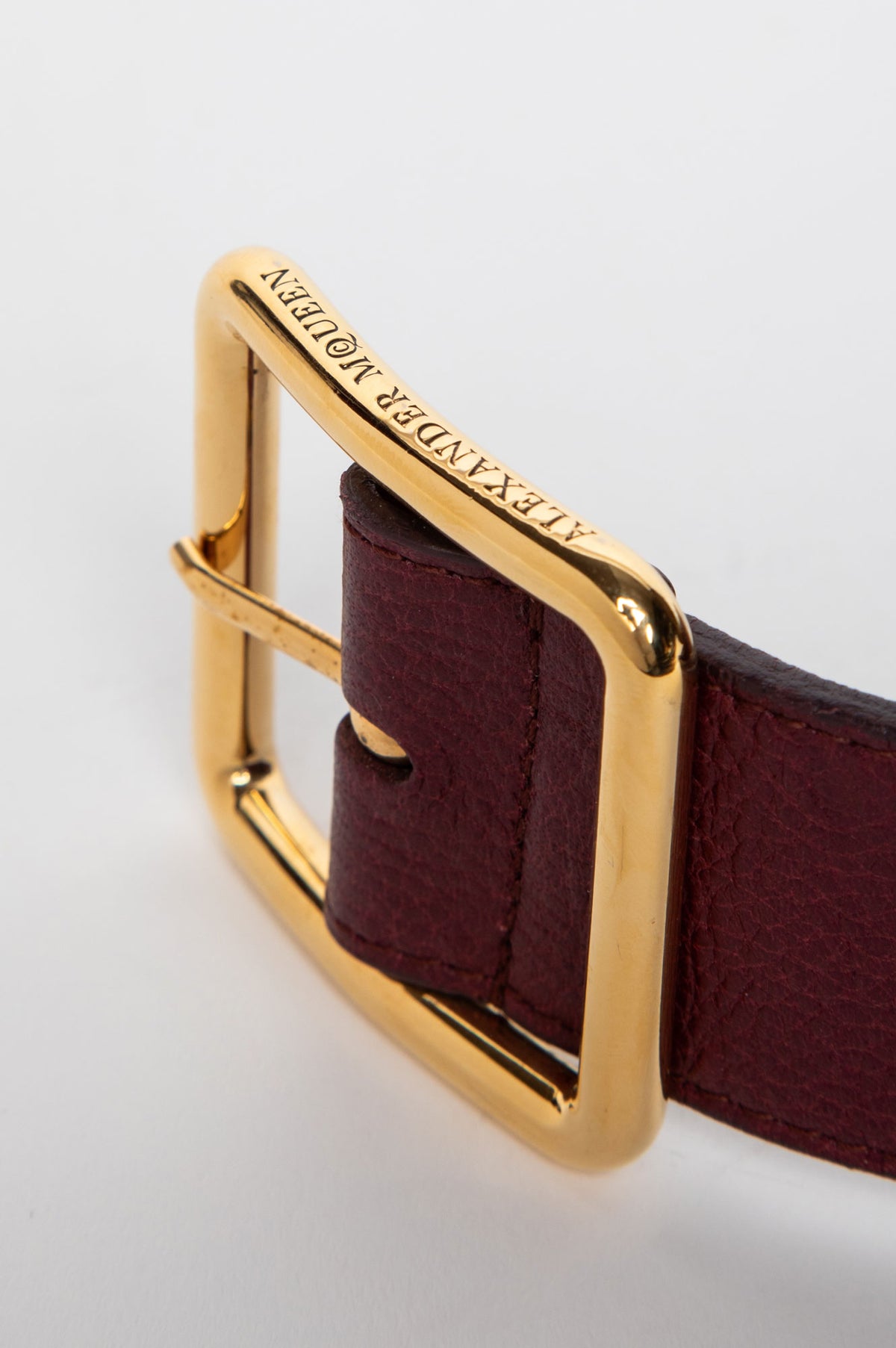 Alexander McQueen Burgundy Leather Belt