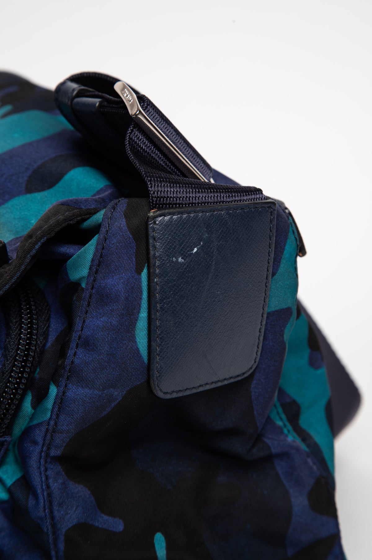 Prada Blue Camo Tessuto Nylon Messenger Bag