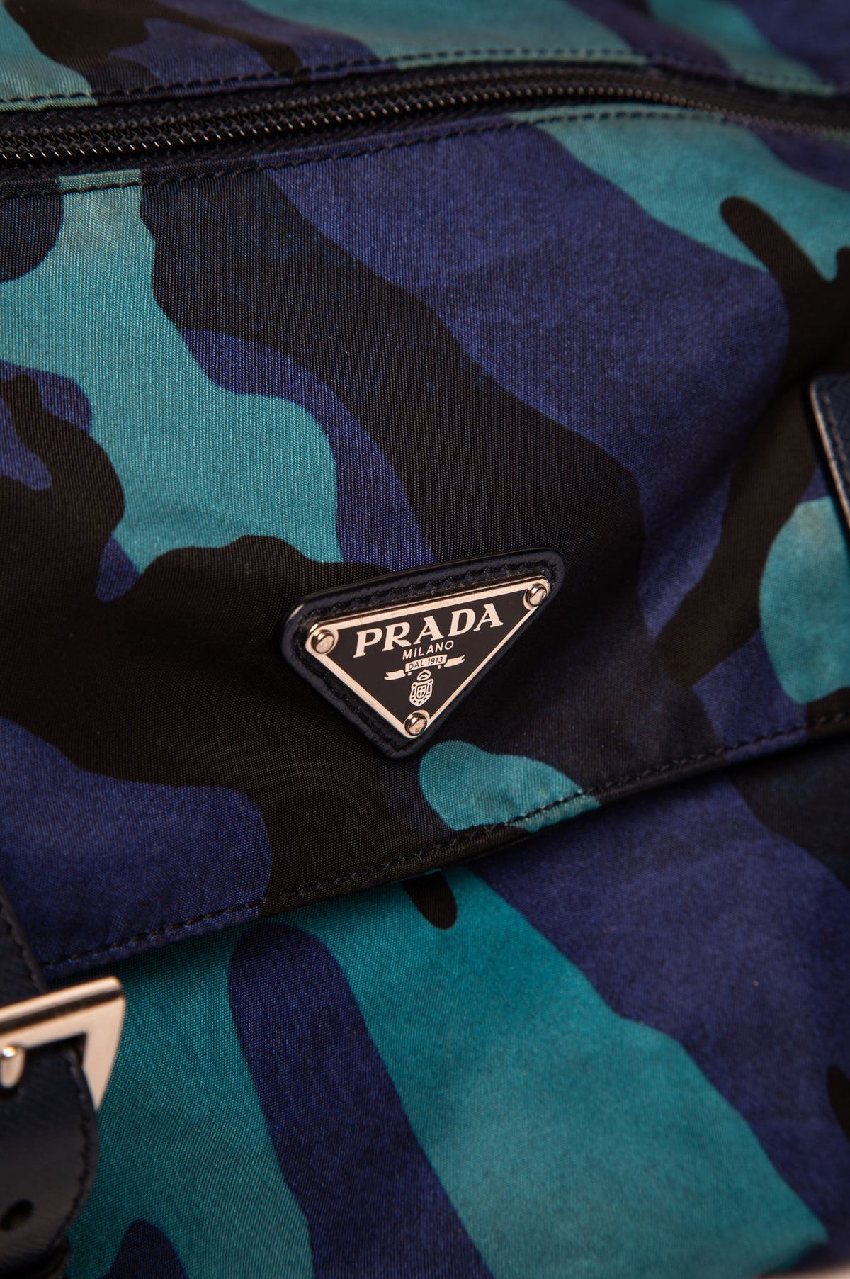 Prada Blue Camo Tessuto Nylon Messenger Bag