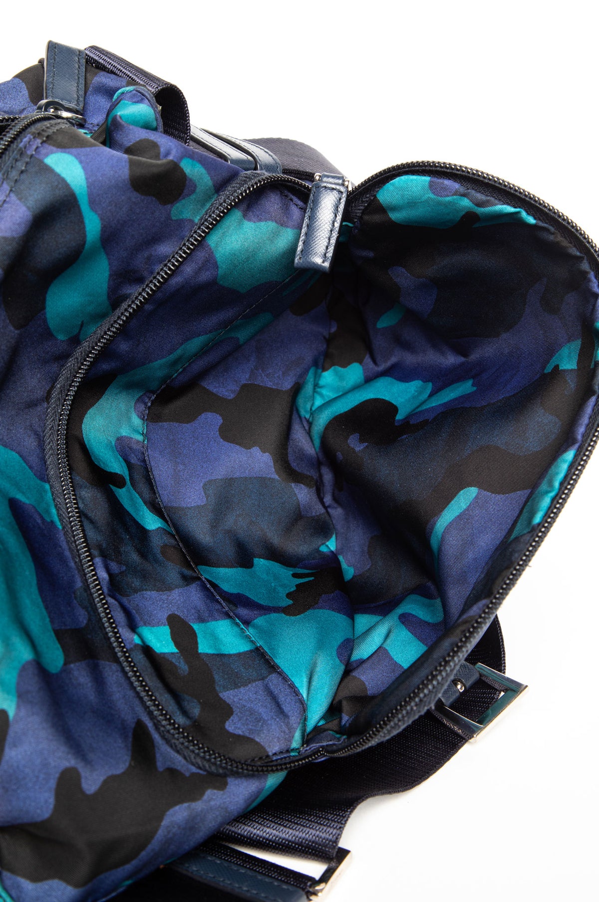 Prada Blue Camo Tessuto Nylon Messenger Bag