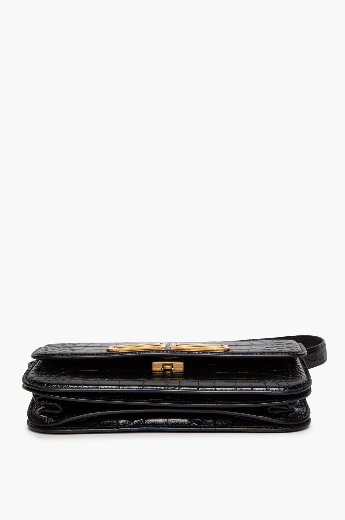 Balenciaga Black Crocodile-Embossed Small Gossip Bag