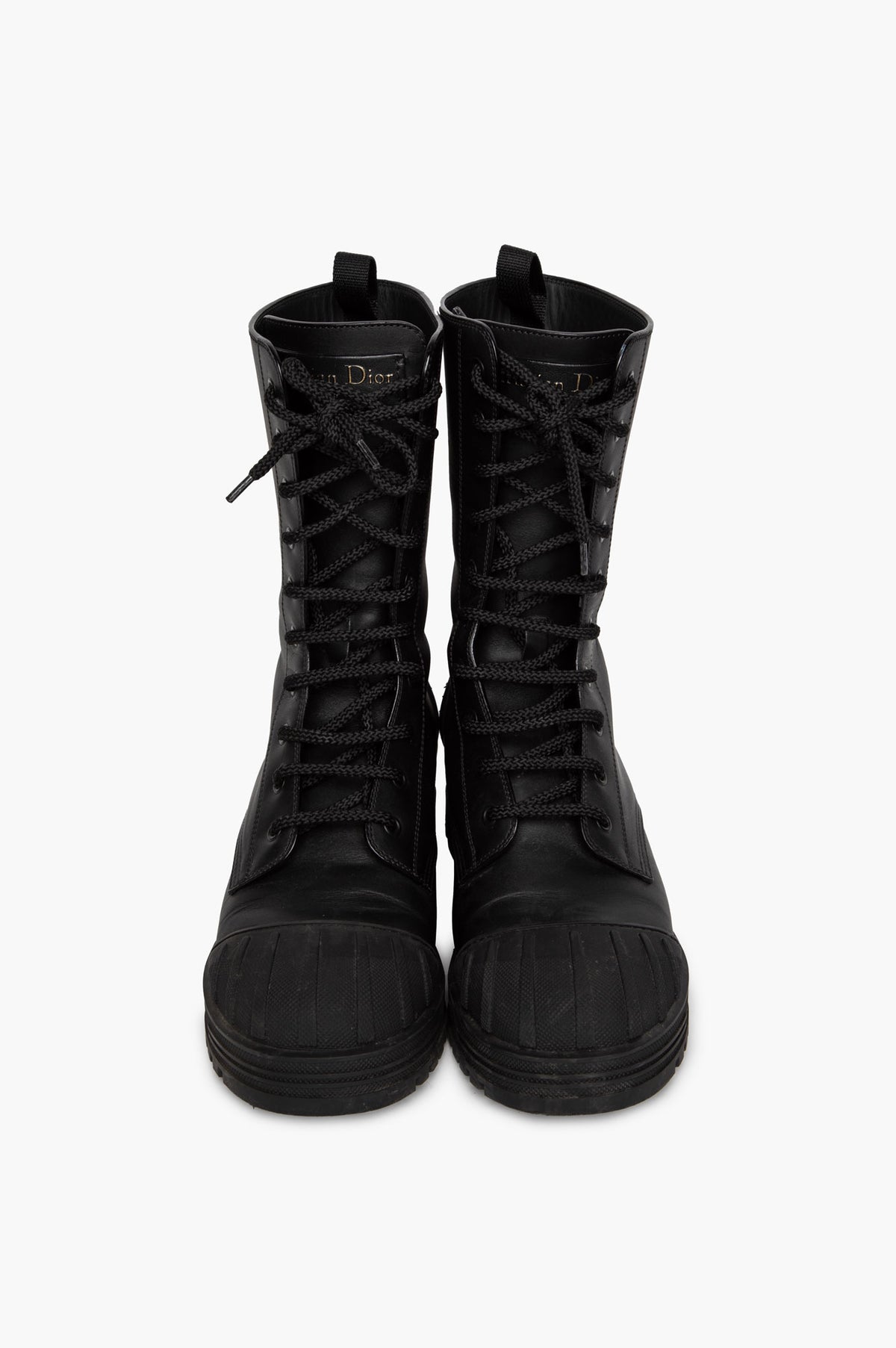Christian Dior Black Leather Dioriron Combat Boots Size 39.5