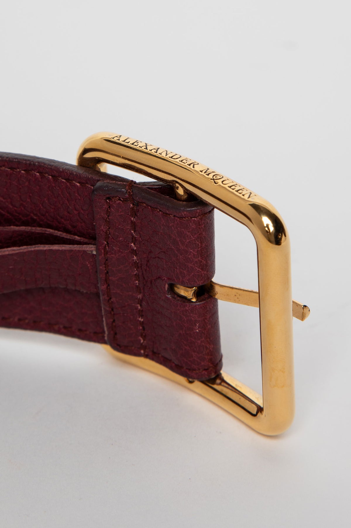 Alexander McQueen Burgundy Leather Belt
