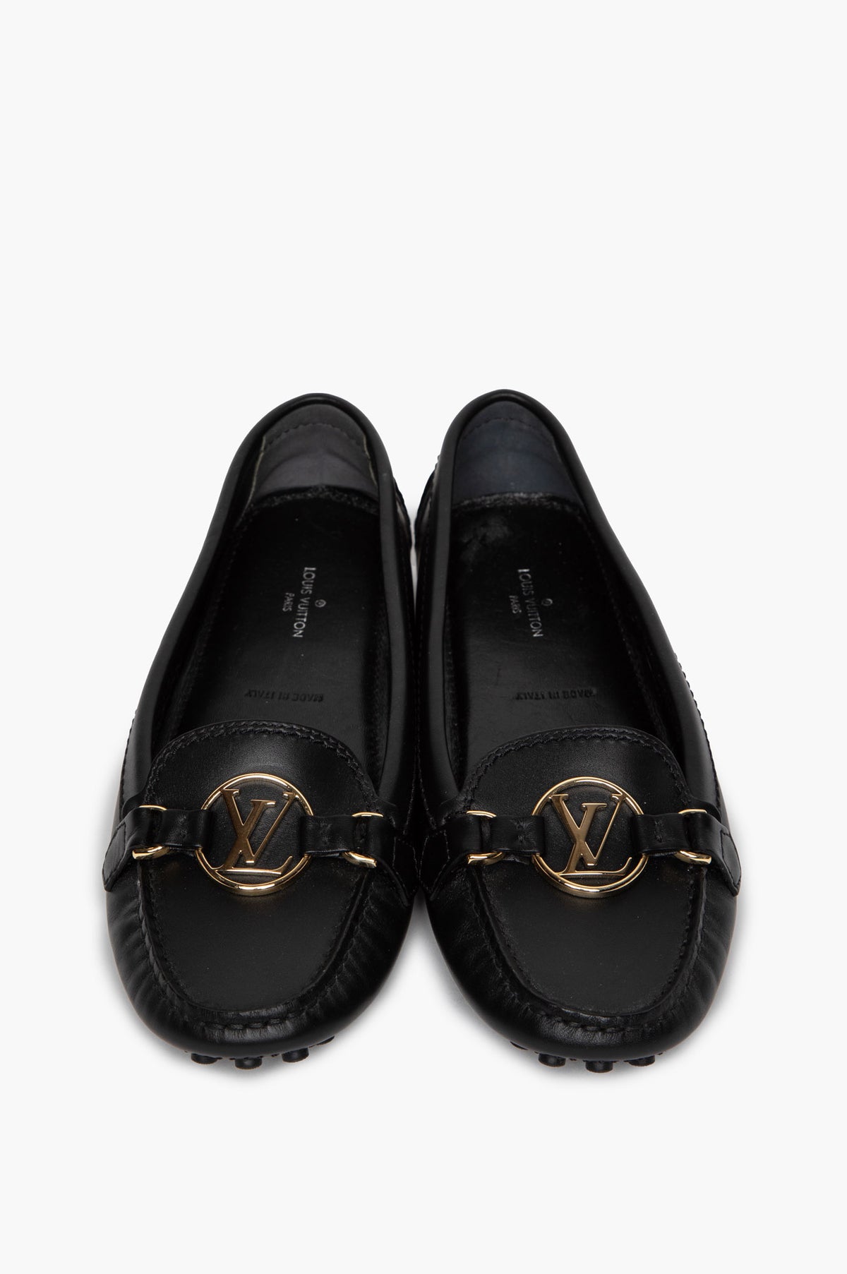 Louis Vuitton Black Leather Dauphine Loafers Size 36.5