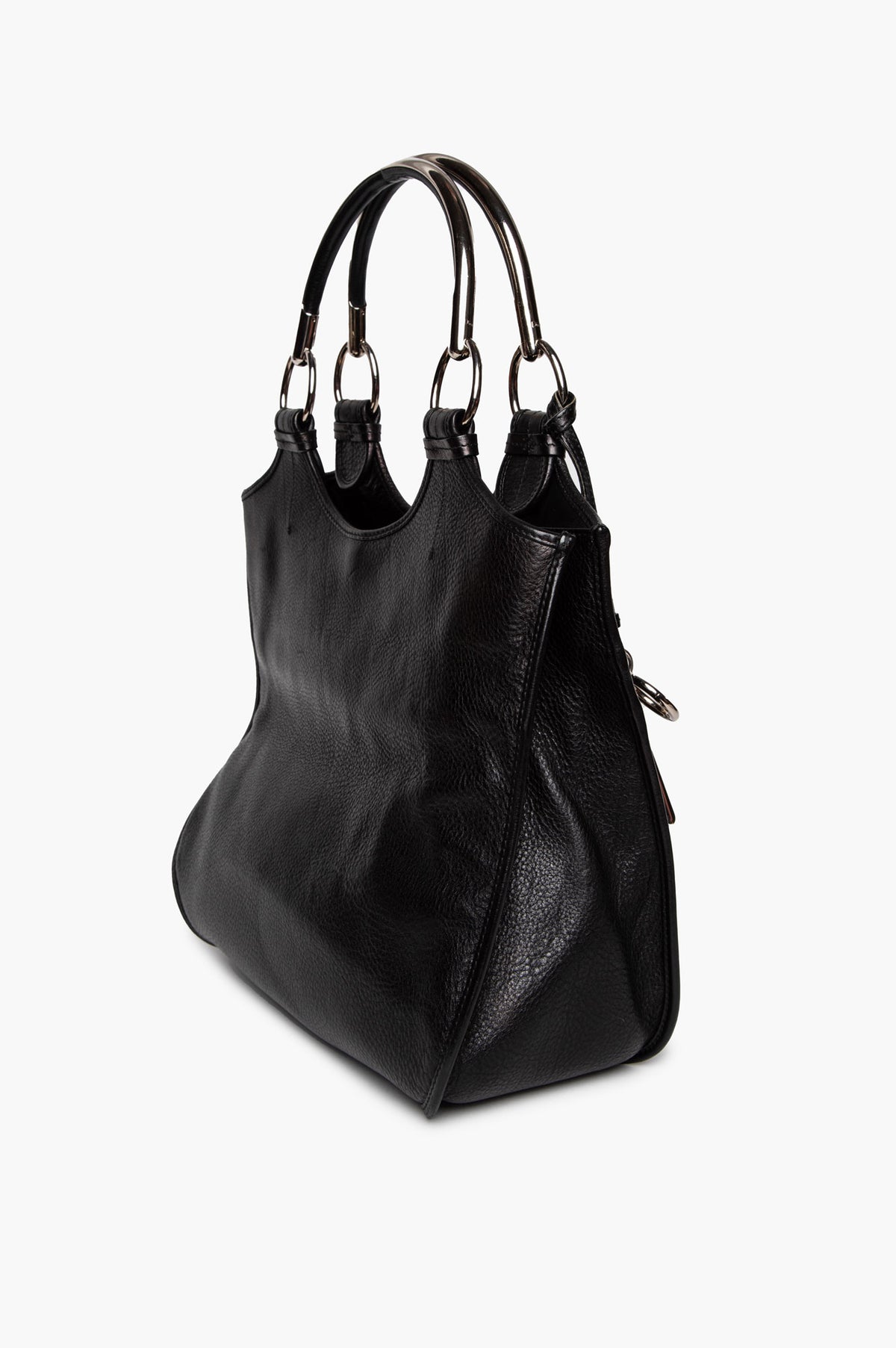 Christian Dior Black Leather 61 Hobo Tote